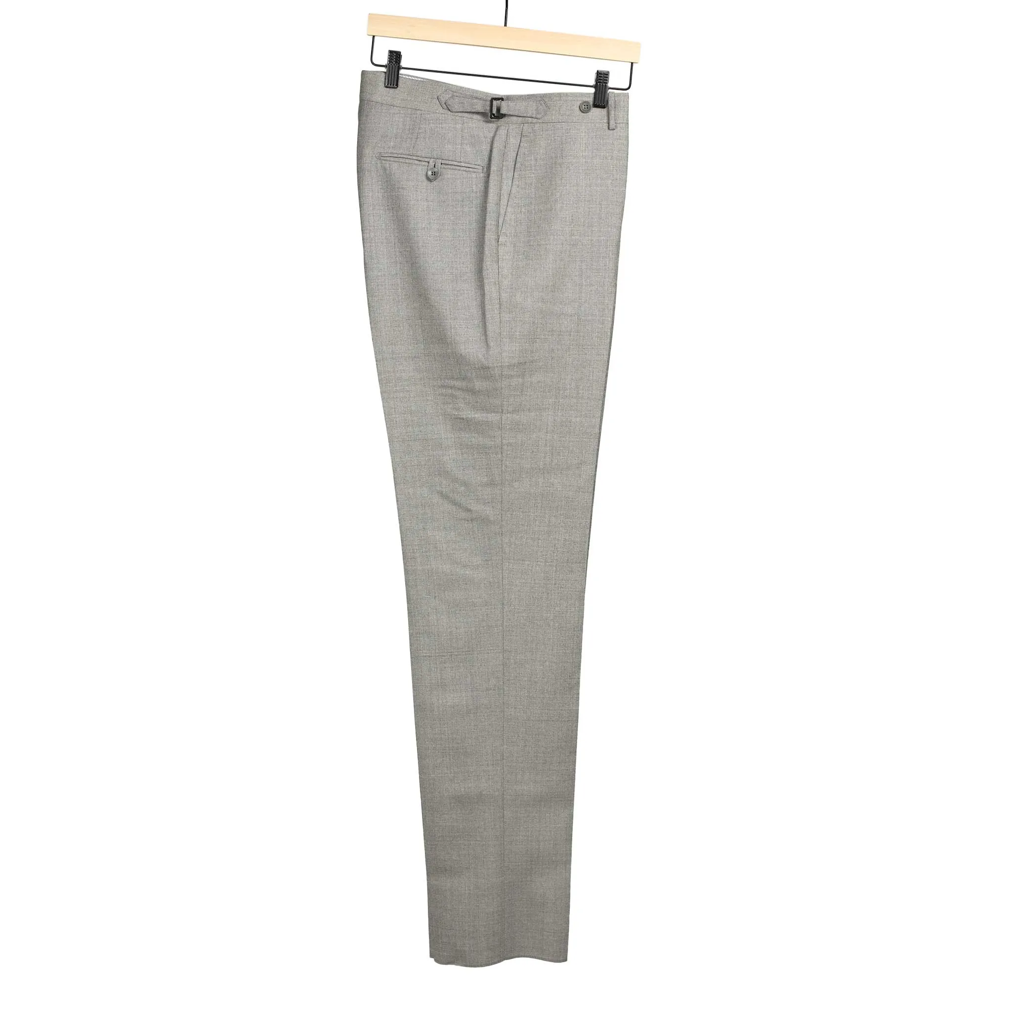 Higher-rise trousers in light grey lightweight fresco wool