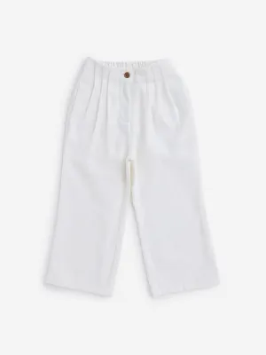 HOP Kids Off-White Pleated Wide-Leg Pants