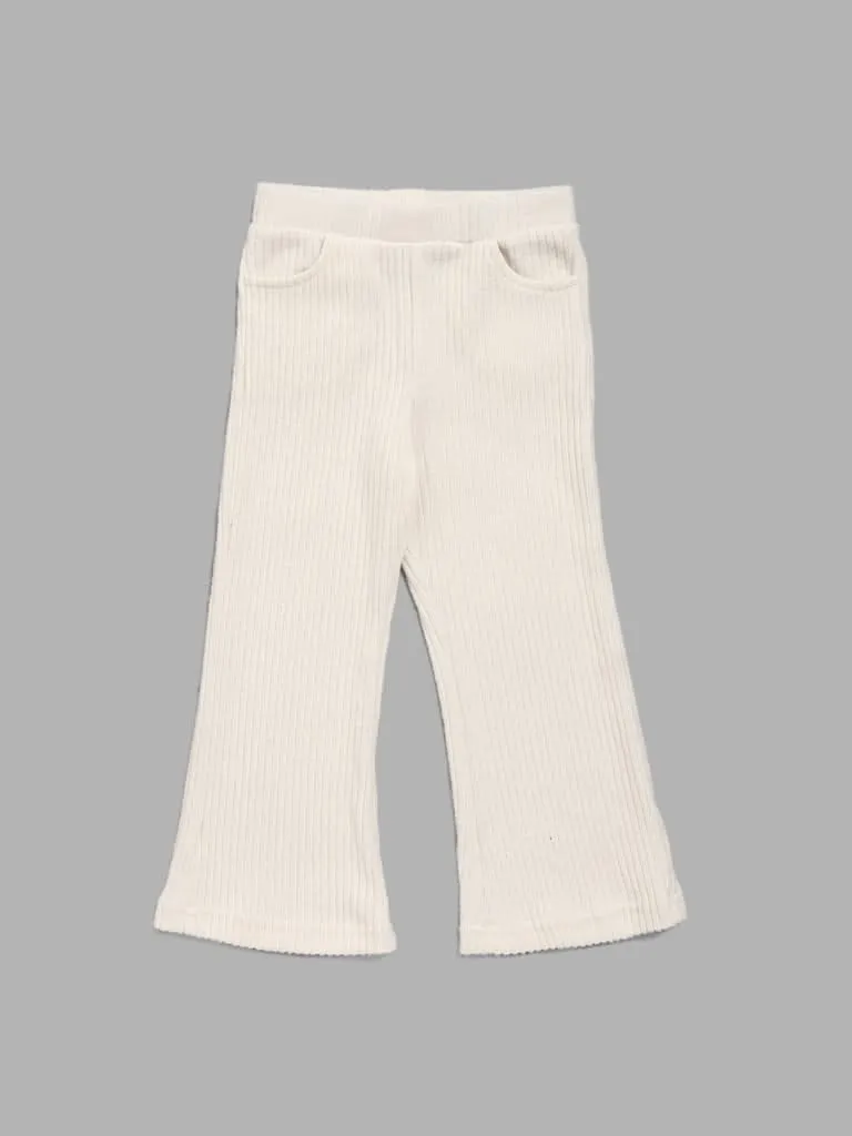 HOP Kids Self-Striped Cream Trousers