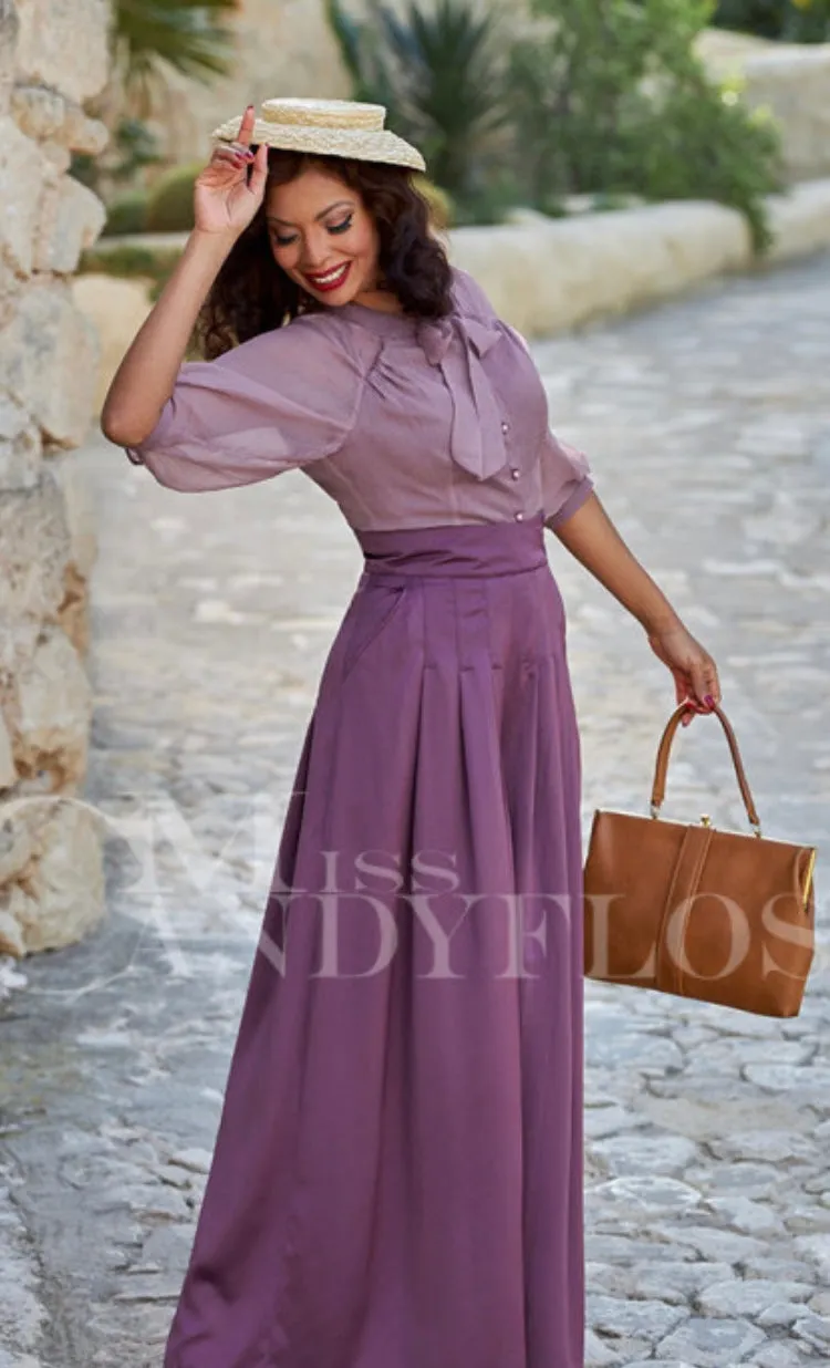 Hope-Violette Satin Palazzo Pants by Miss Candyfloss