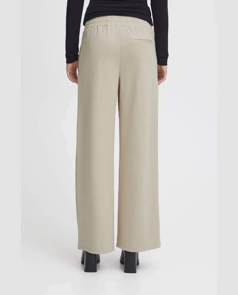 Ichi Kate Doeskin Long Wide Leg Trousers