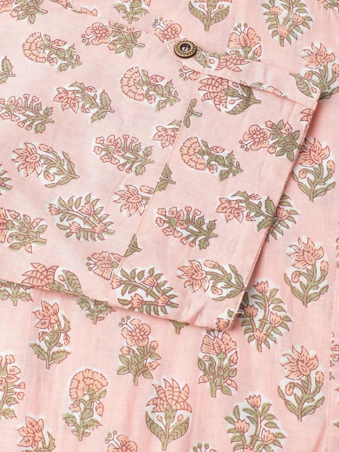 Jashvi Soft Pink Floral Printed Straight Kurta