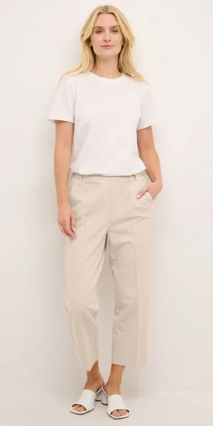 Kaffe Easy Pull On Trousers, cream