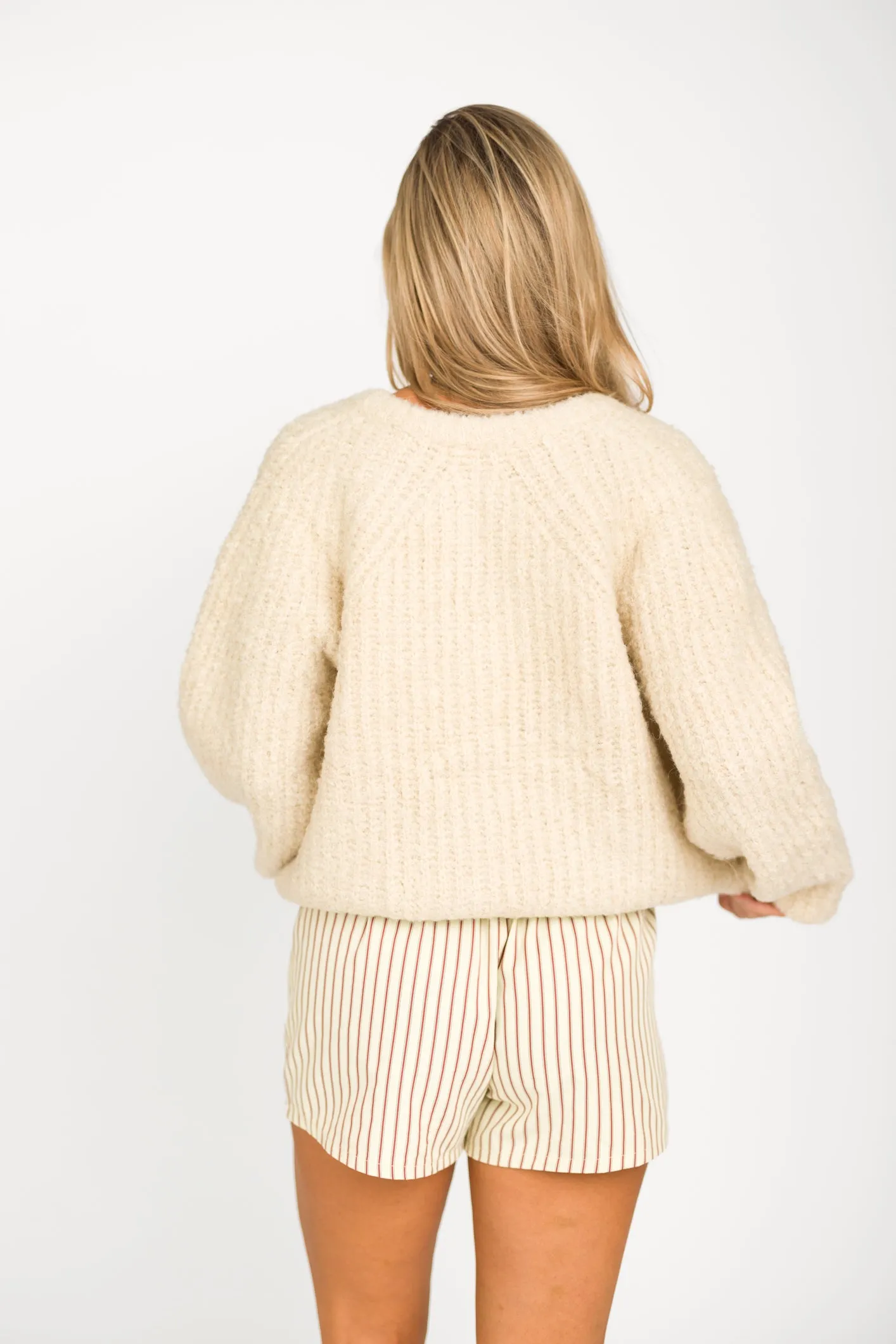 Kimmy Knit Cropped Cardigan in Cream