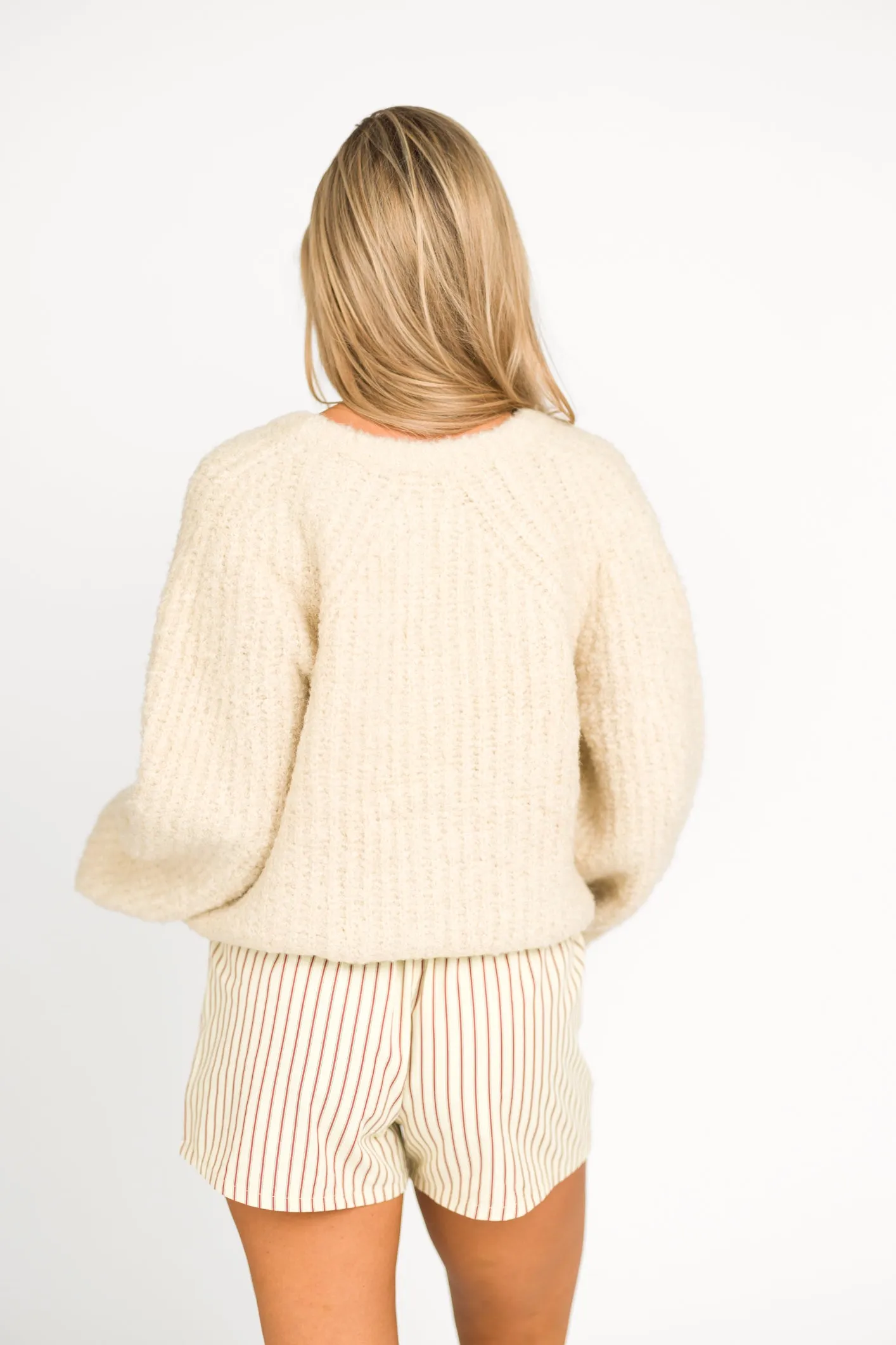 Kimmy Knit Cropped Cardigan in Cream