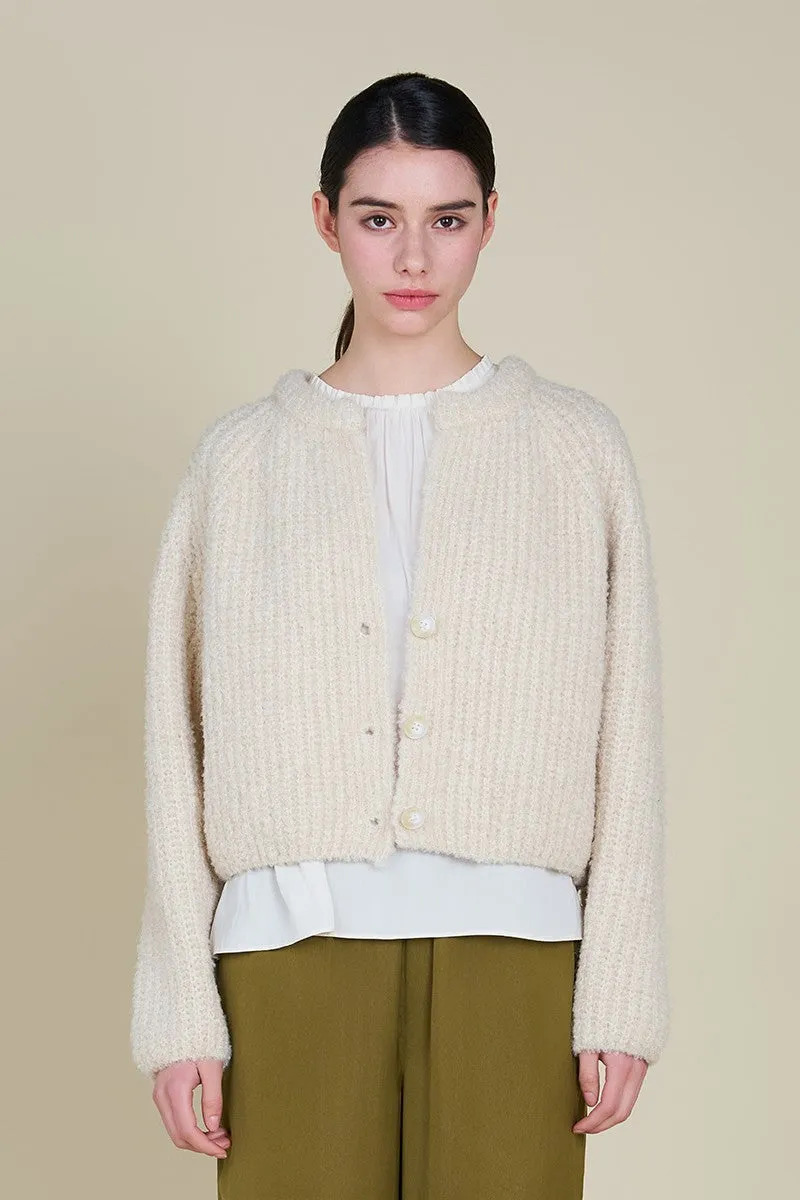 Kimmy Knit Cropped Cardigan in Cream