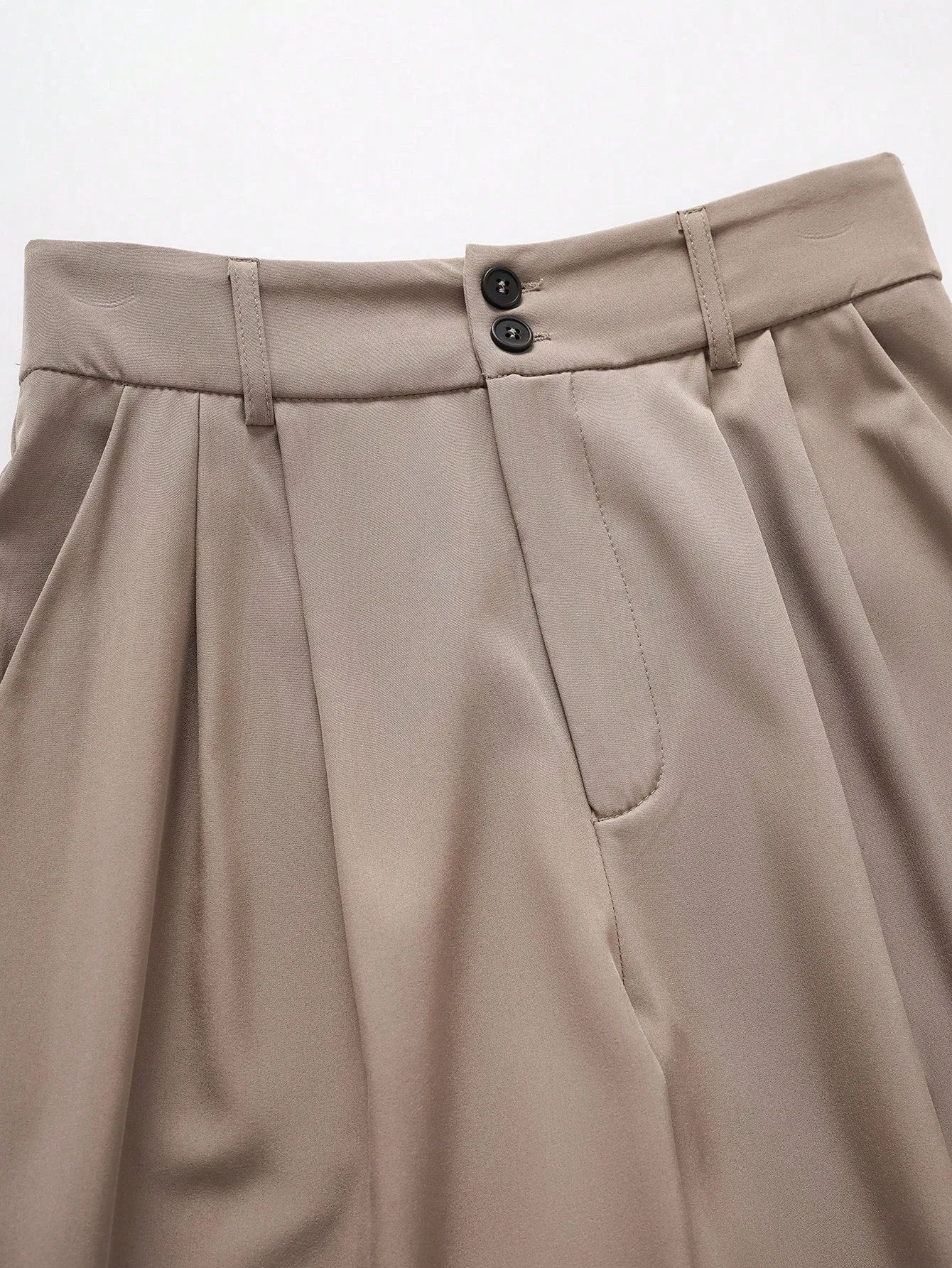 Ladies' Solid Color Pleated Trousers