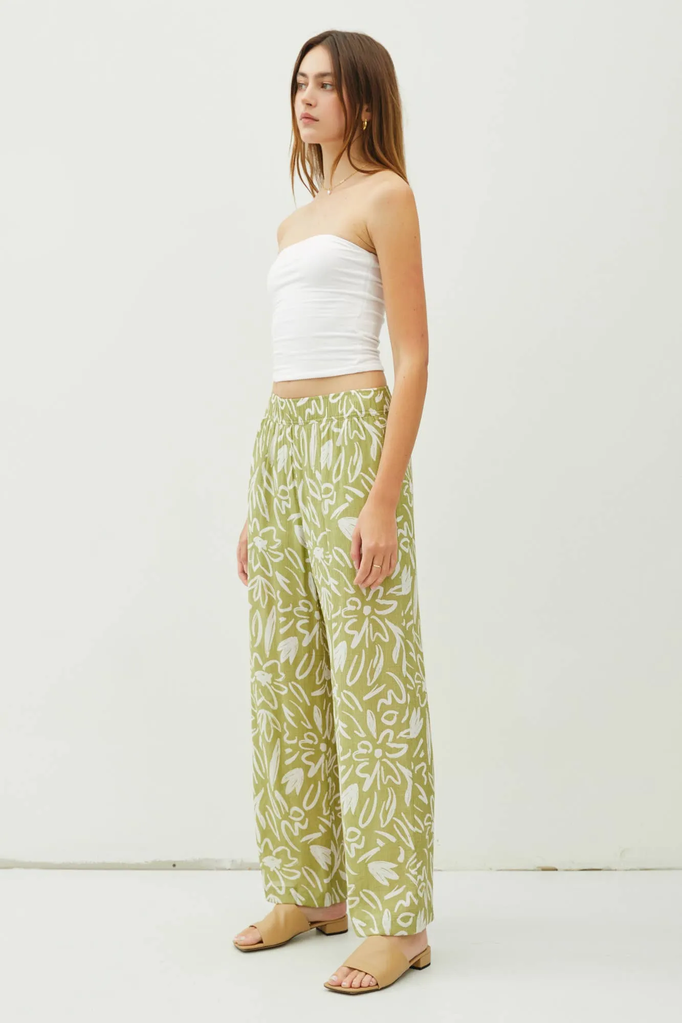 LIGHTWEIGHT RAYON BLEND PULL ON WIDE LEG PANTS