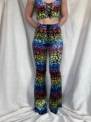 LIMITED EDITION - Stevie Flared Trousers - Rainbow Leopard