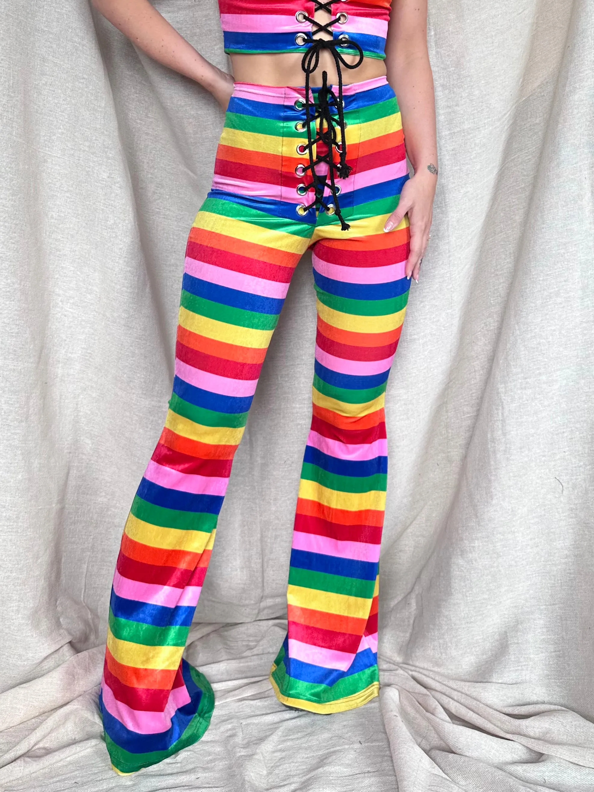 LIMITED EDITION - Stevie Flared Trousers - Rainbow Stripe