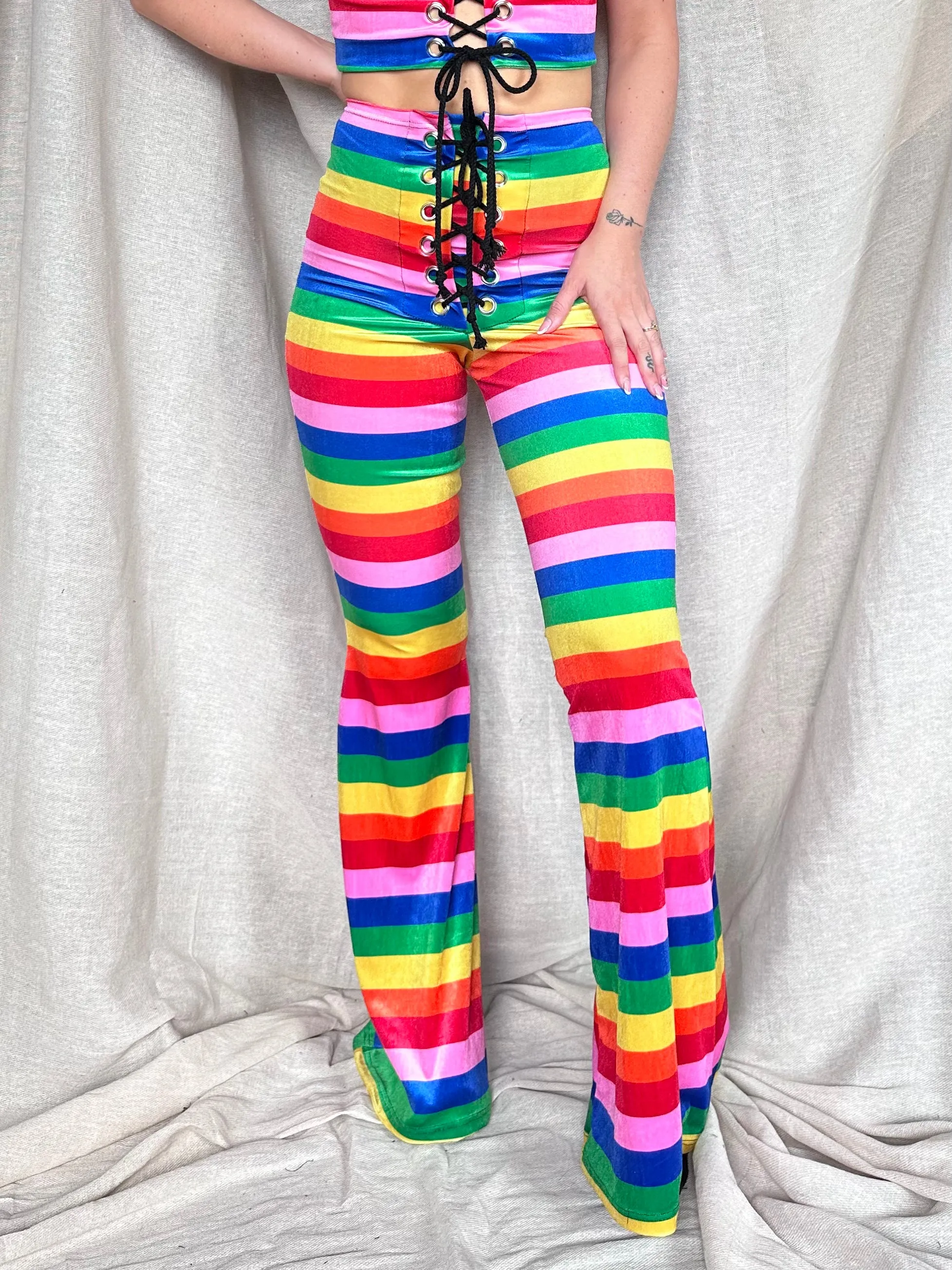 LIMITED EDITION - Stevie Flared Trousers - Rainbow Stripe