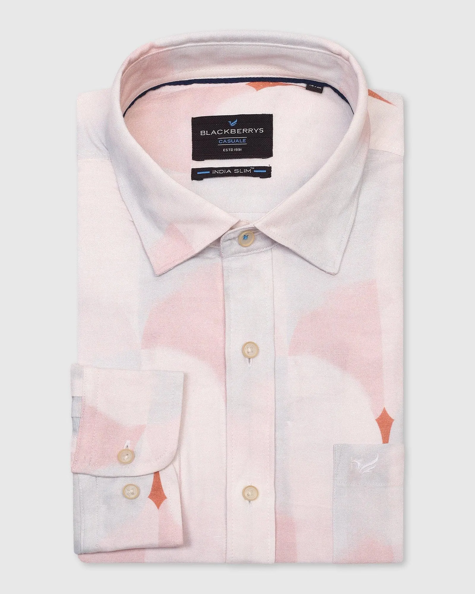 Linen Casual Lilac Printed Shirt - Shadow