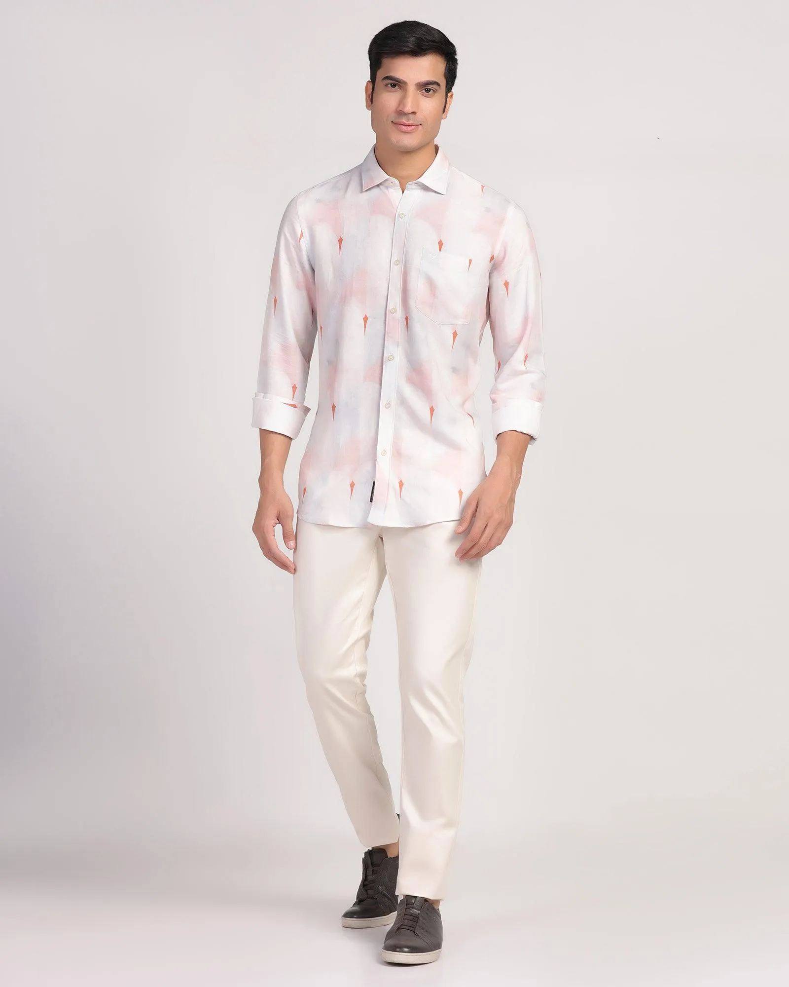 Linen Casual Lilac Printed Shirt - Shadow