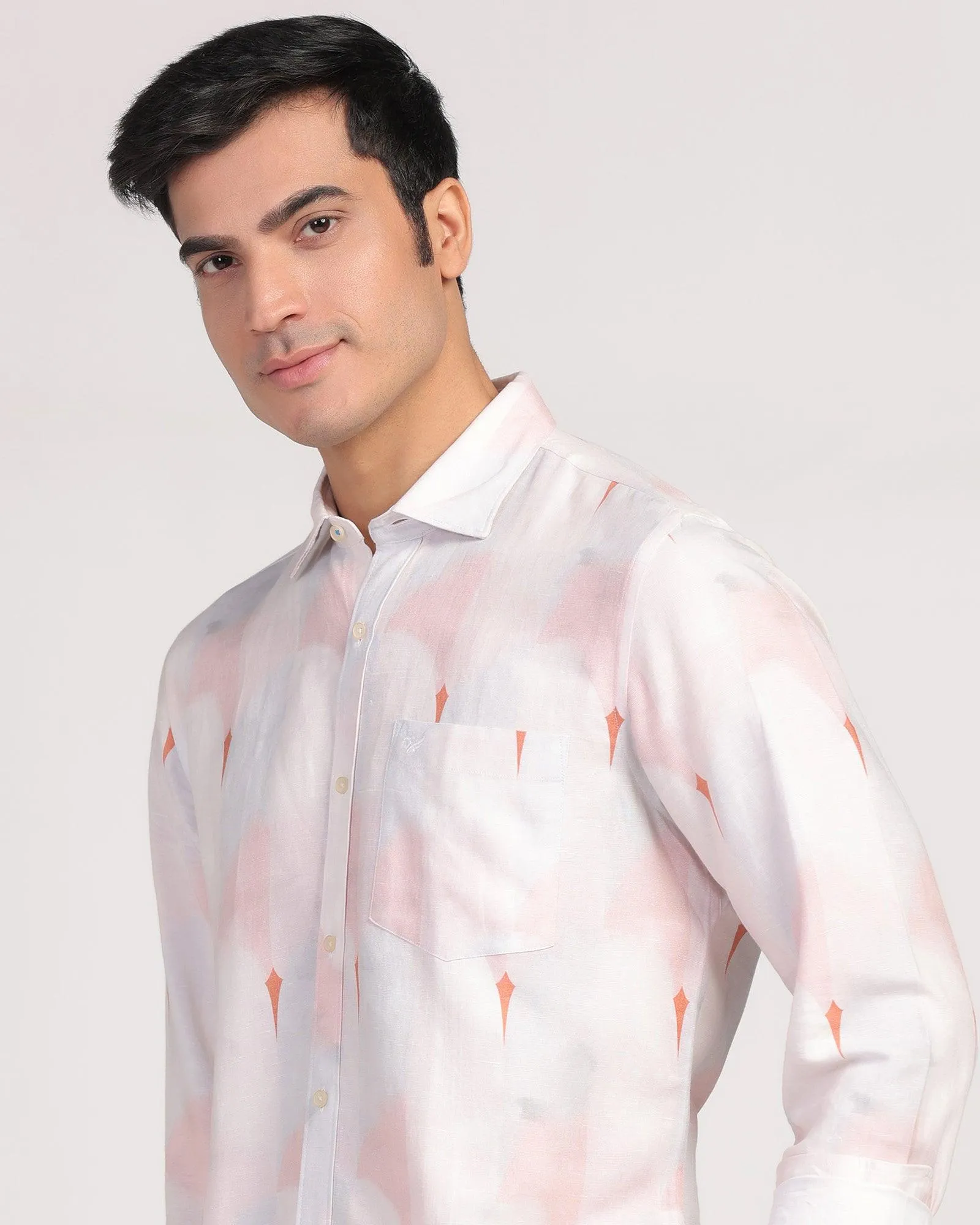 Linen Casual Lilac Printed Shirt - Shadow