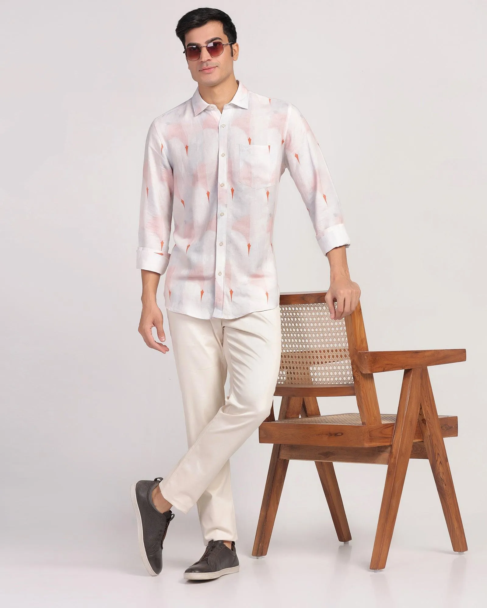 Linen Casual Lilac Printed Shirt - Shadow