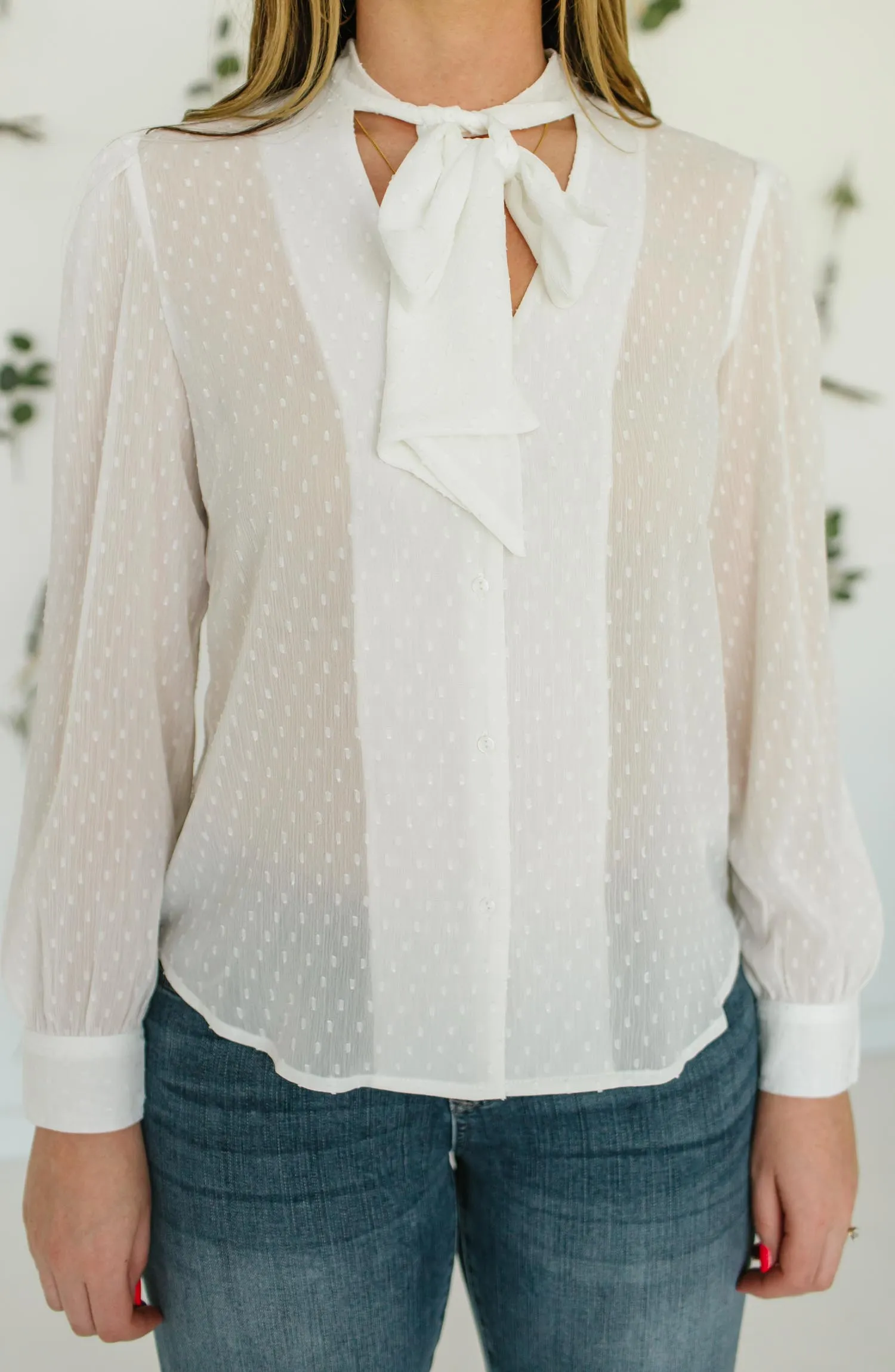 Long Sleeve Neck Tie Blouse FINAL SALE