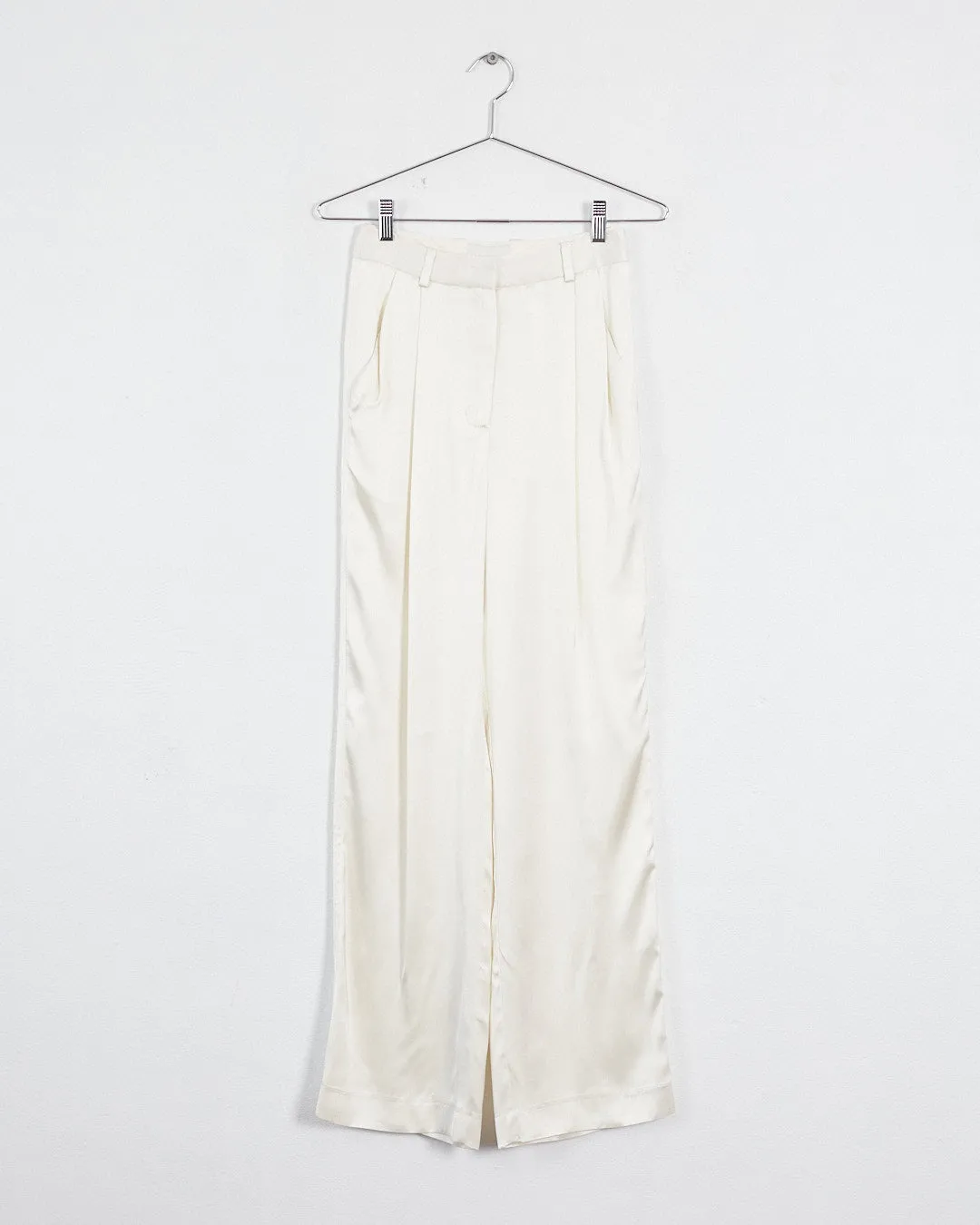 Loulou Studio 'ross' satin wide leg pants, cream, 6