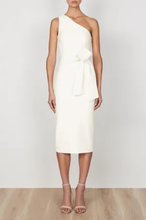 LUCY ONE SHOULDER MIDI DRESS - IVORY