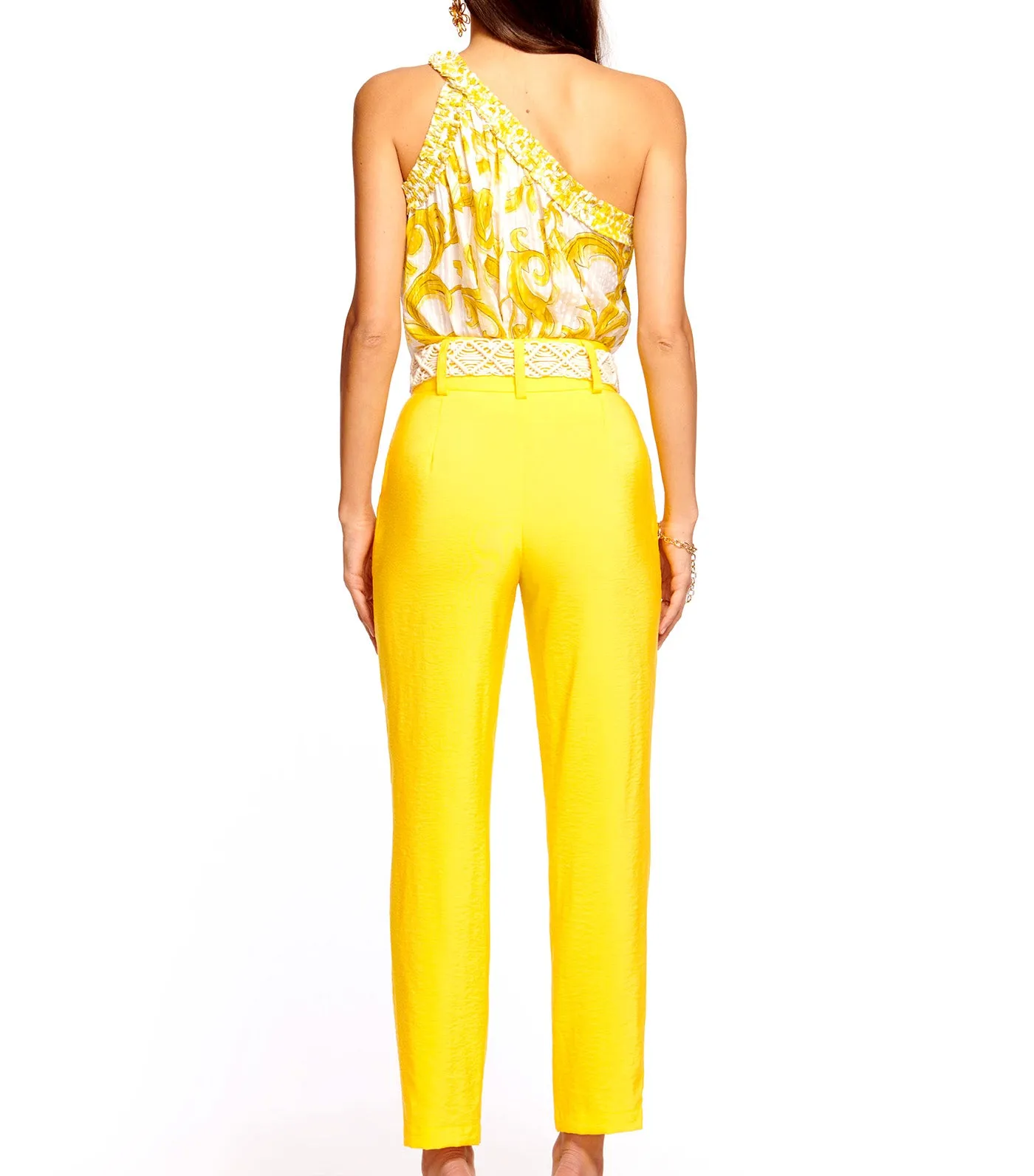 Marion Belted Cropped Pant Bright Lemon