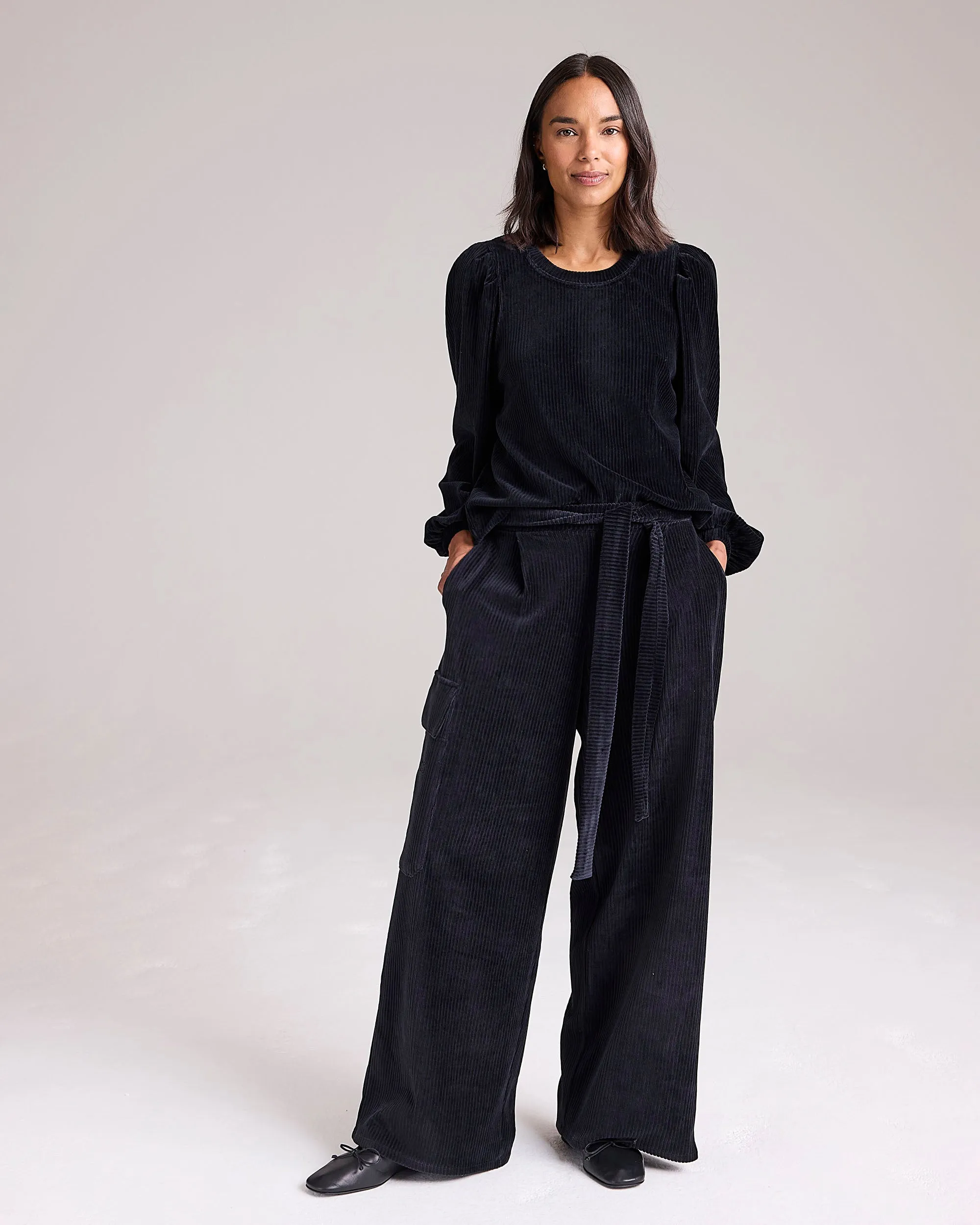 Marley Wide Leg Cargo Trouser in Black by Cape Cove