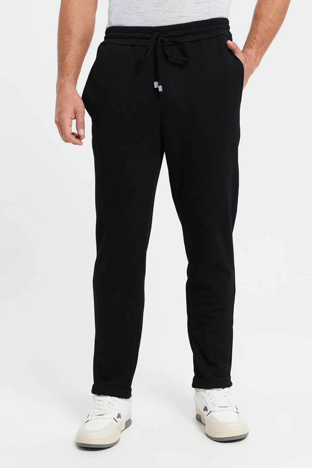 Men Black Elasticated Waistband Active Trousers