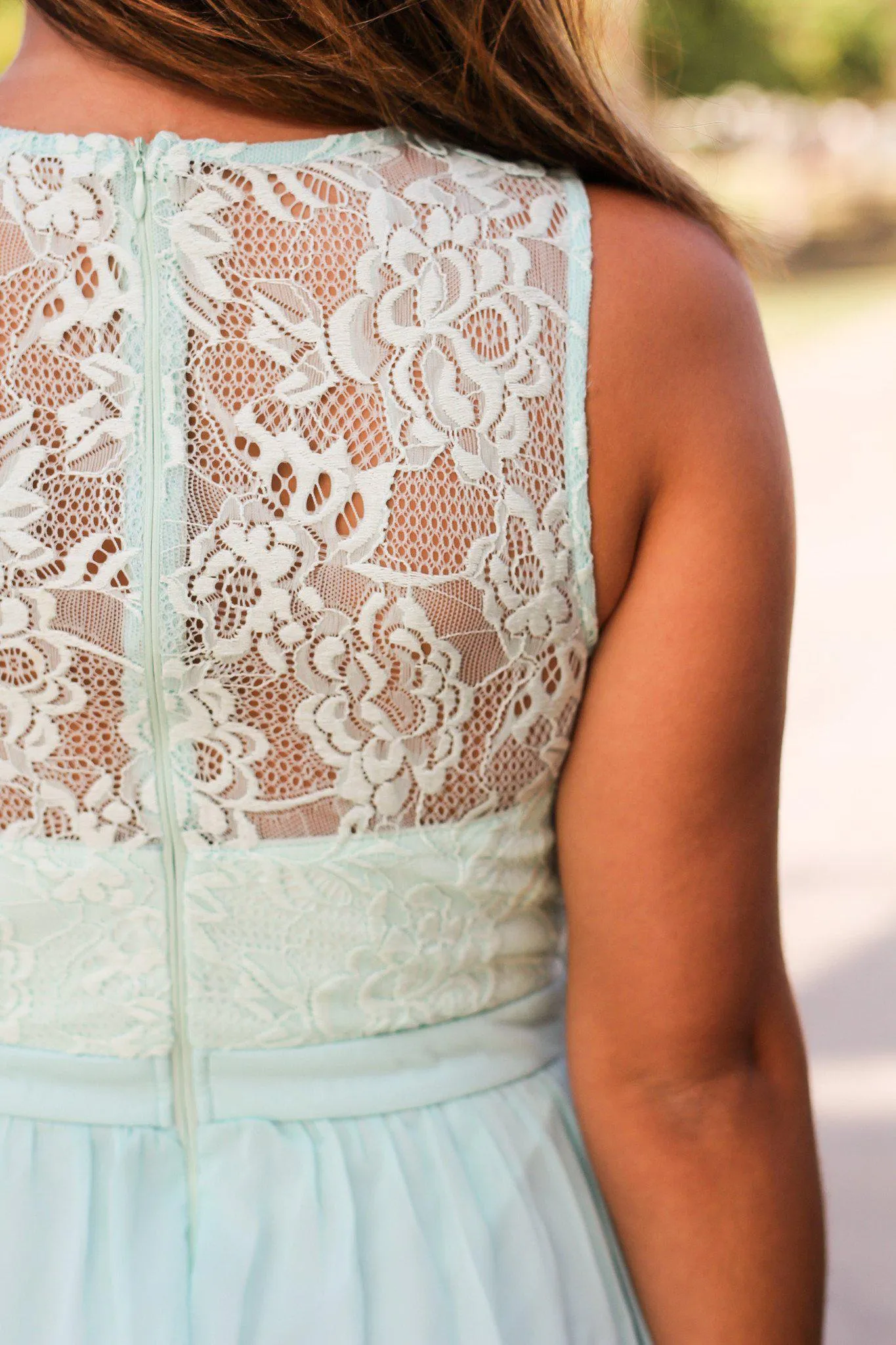 Mint Lace Back Maxi Dress