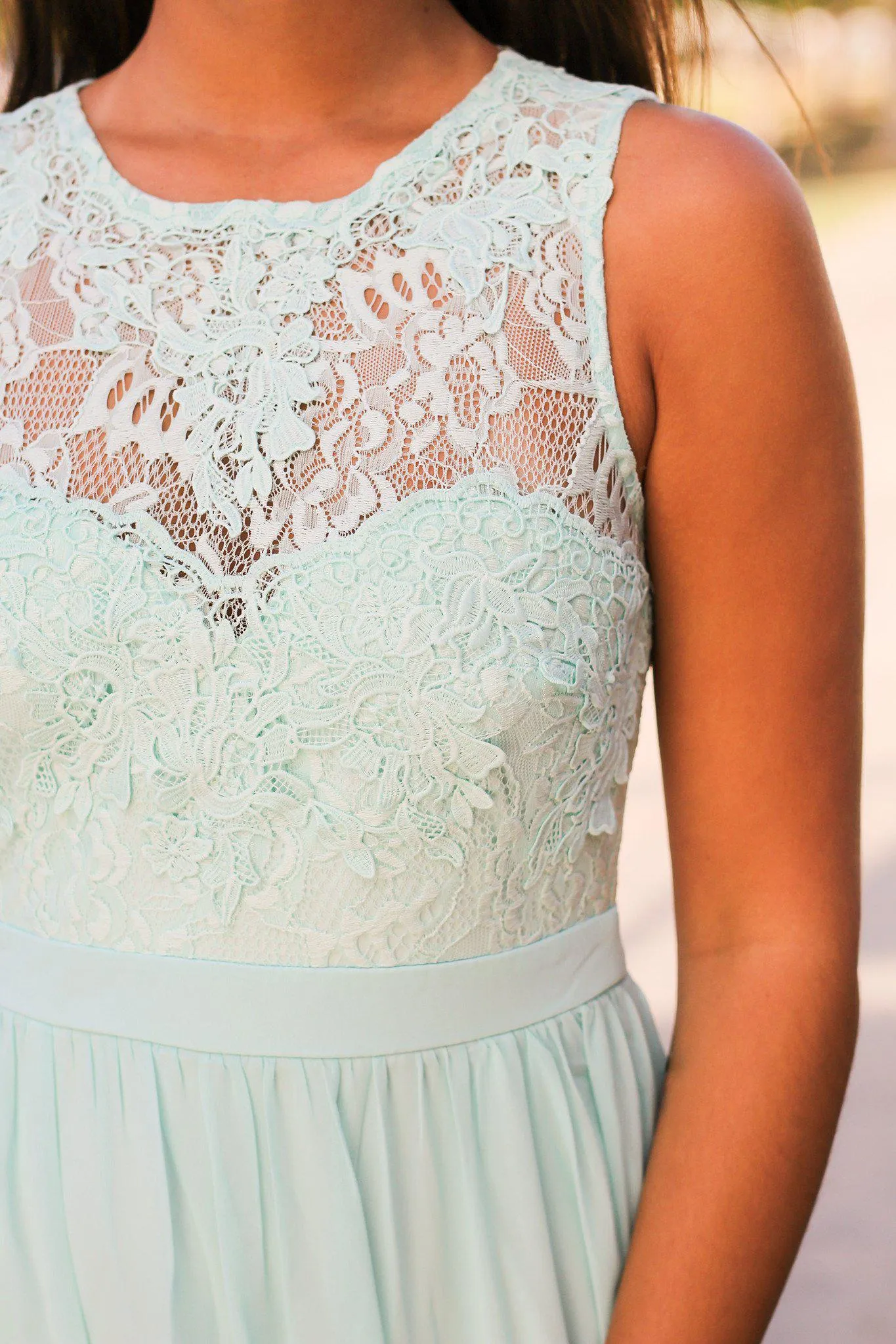 Mint Lace Back Maxi Dress