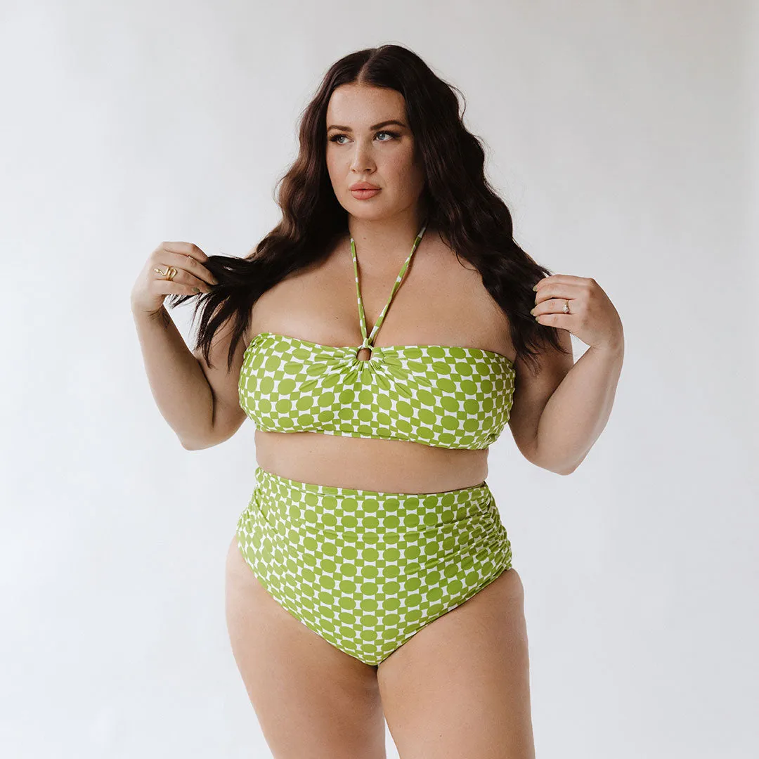 Mod Lime Ruched High-Waisted Bottoms