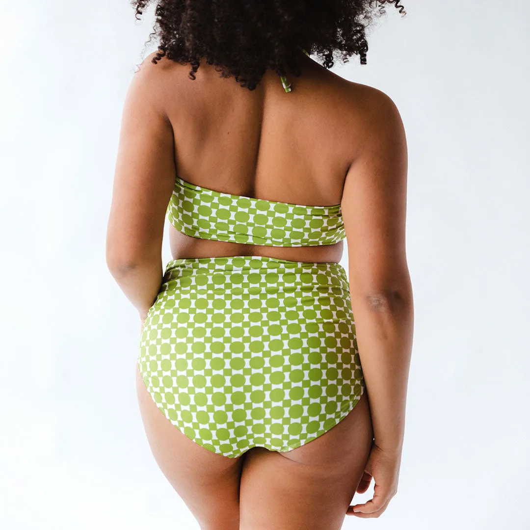 Mod Lime Ruched High-Waisted Bottoms