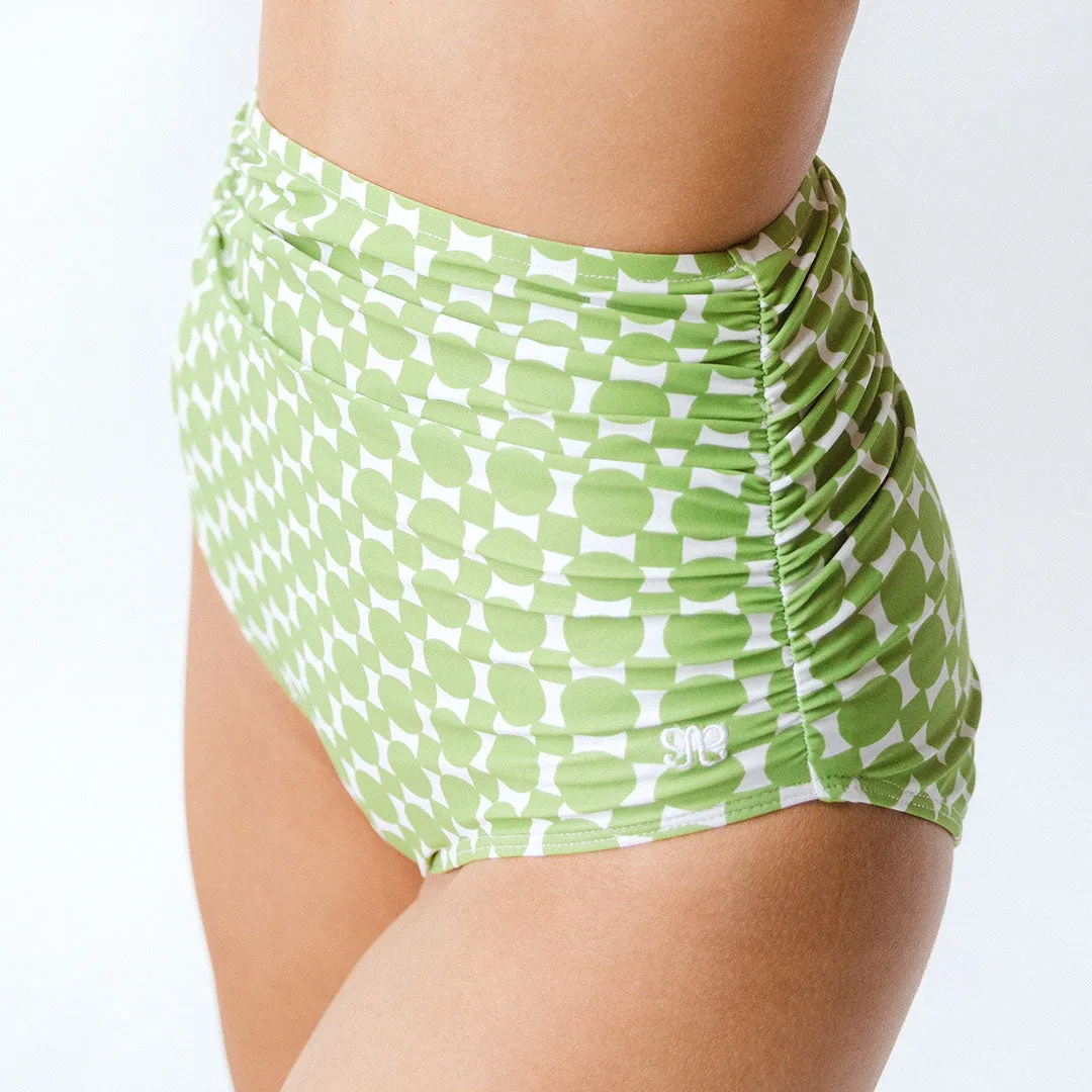 Mod Lime Ruched High-Waisted Bottoms