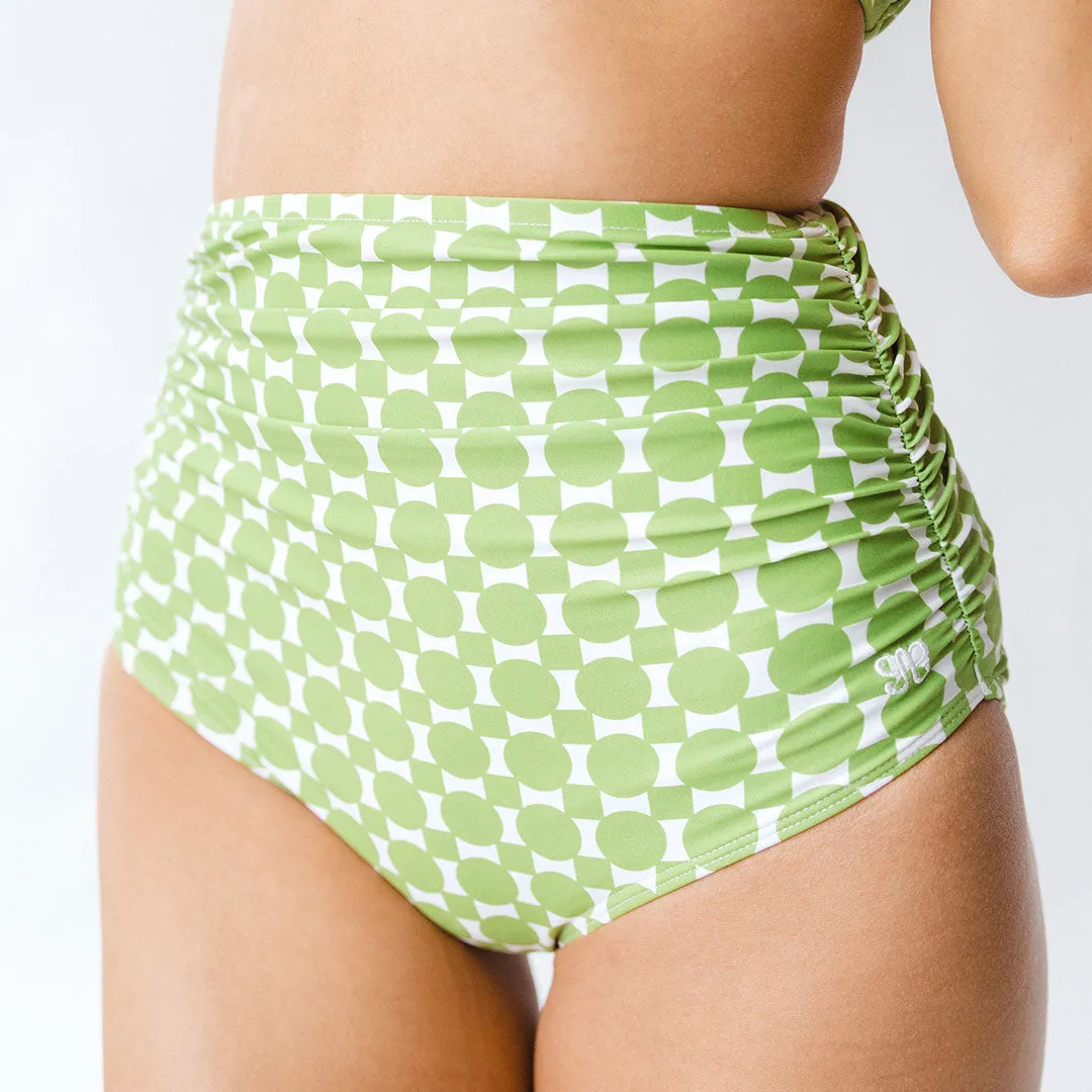 Mod Lime Ruched High-Waisted Bottoms