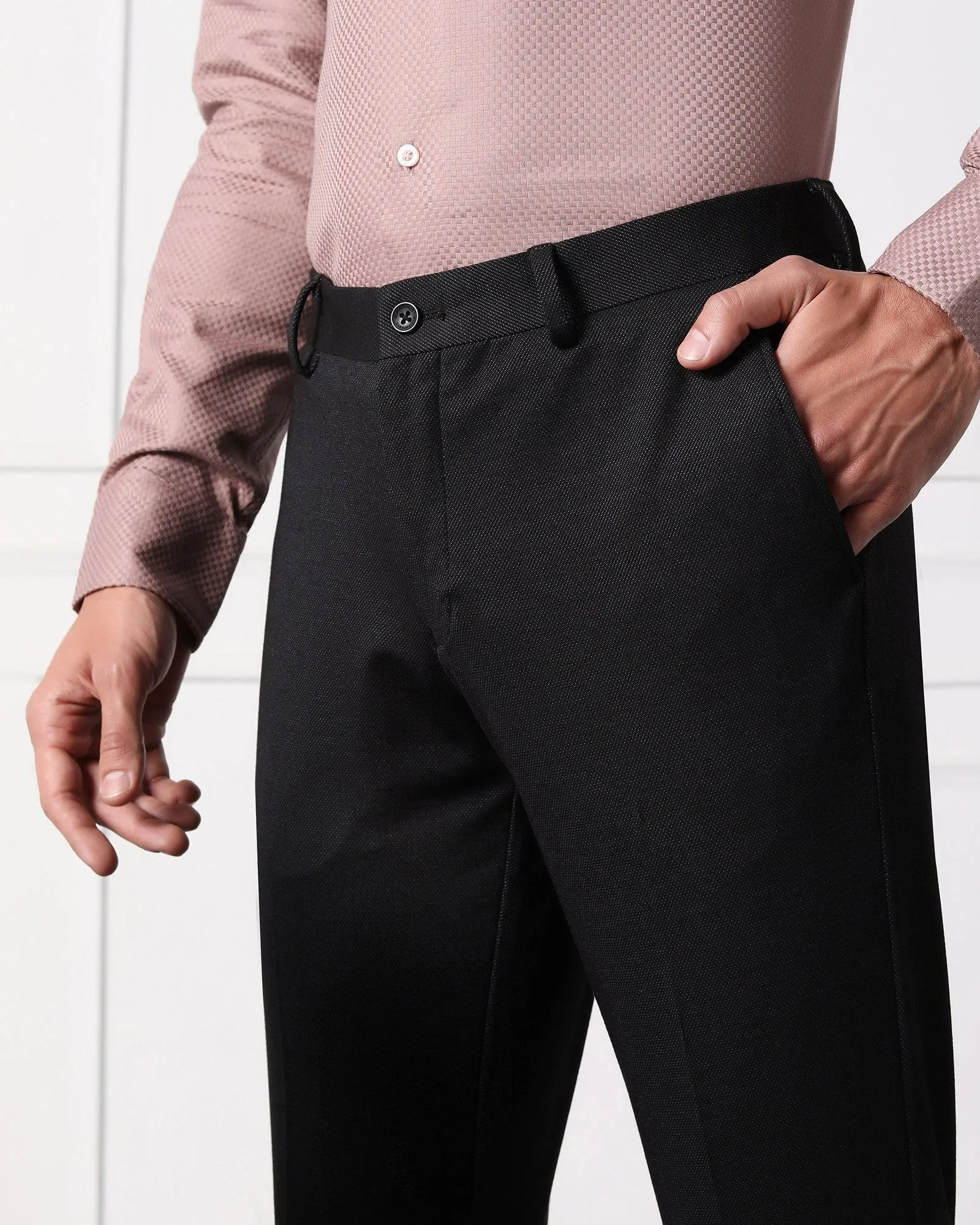 Must Haves Slim Comfort B-95 Formal Black Solid Trouser - Miggins