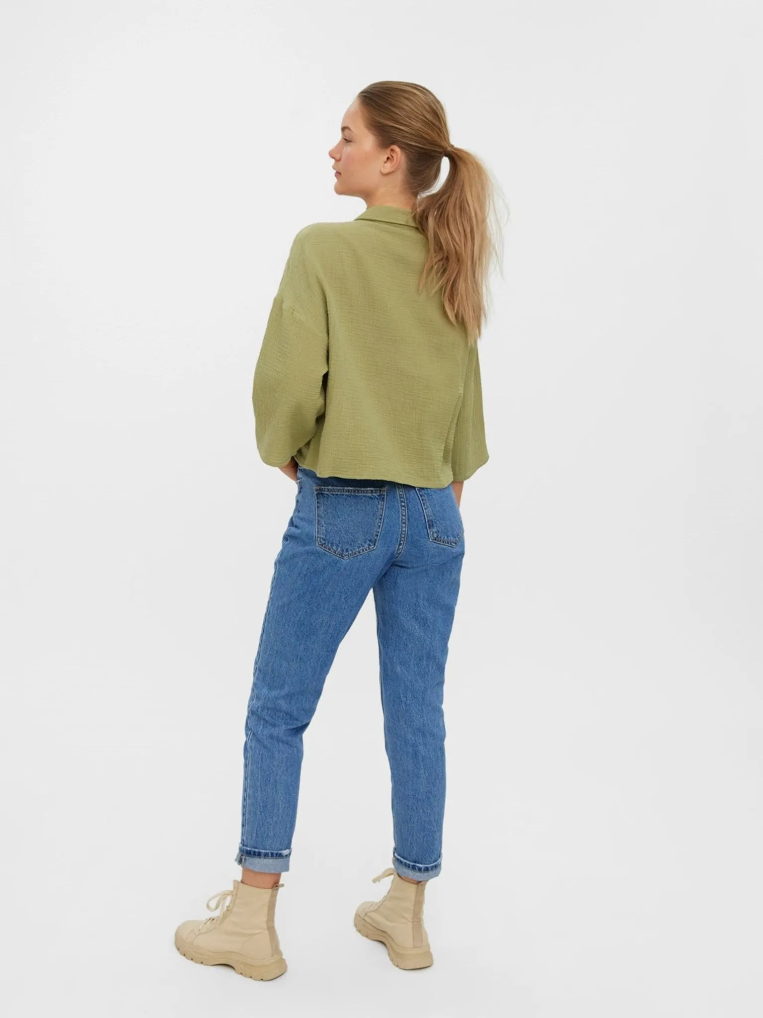 Natali 3/4 Crop Shirt - Sage