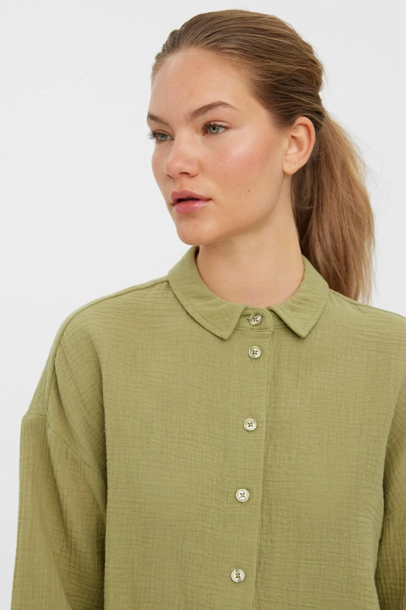 Natali 3/4 Crop Shirt - Sage