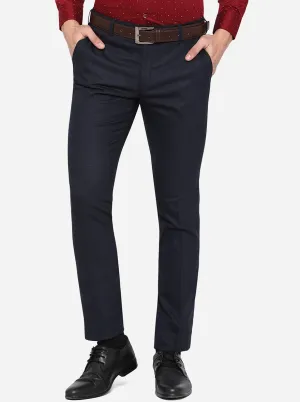 Navy Blue Checked Super Slim Fit Formal Trouser | Greenfibre