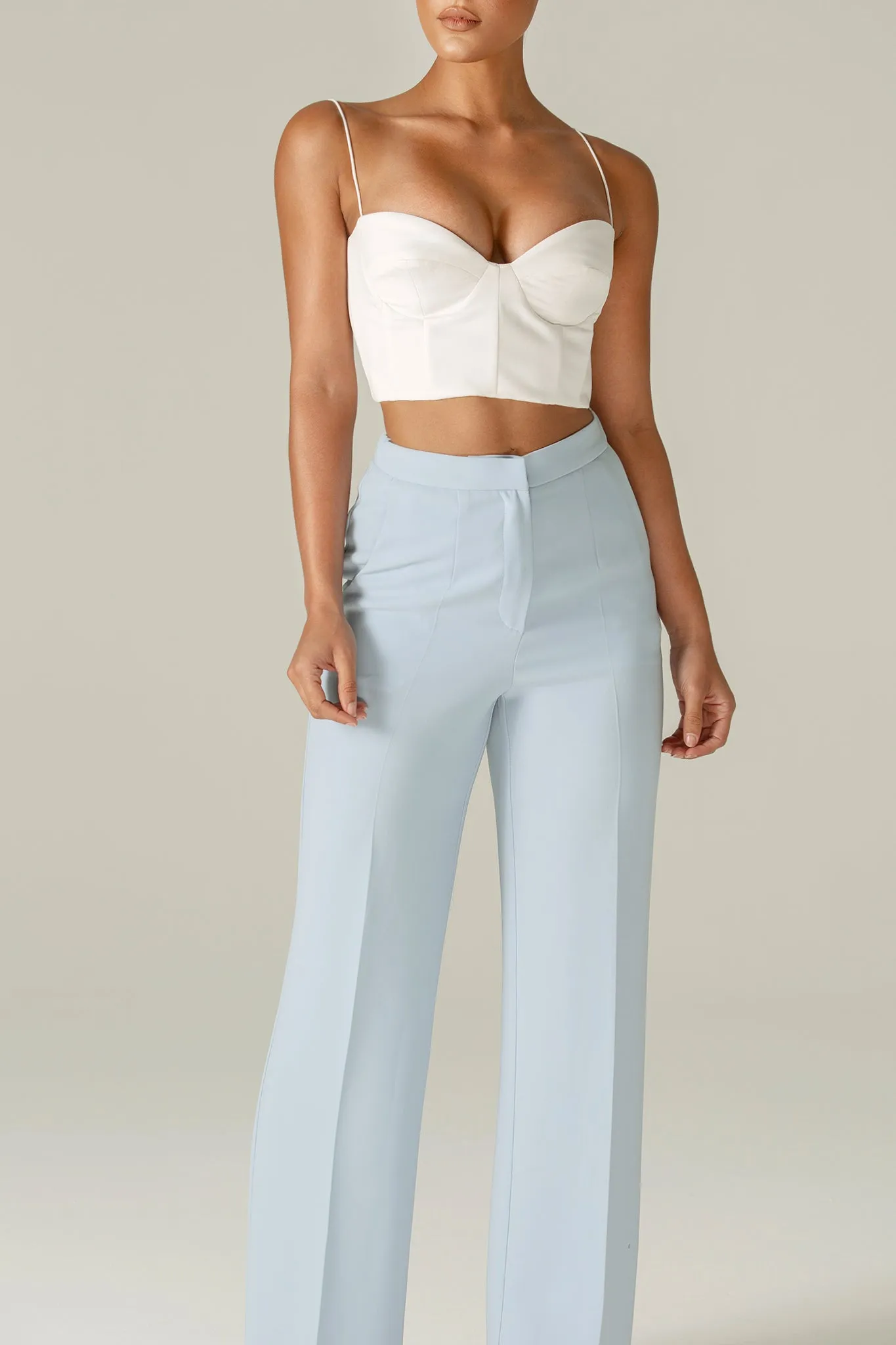 Niaz High Wide Leg Pants (Sky Blue)