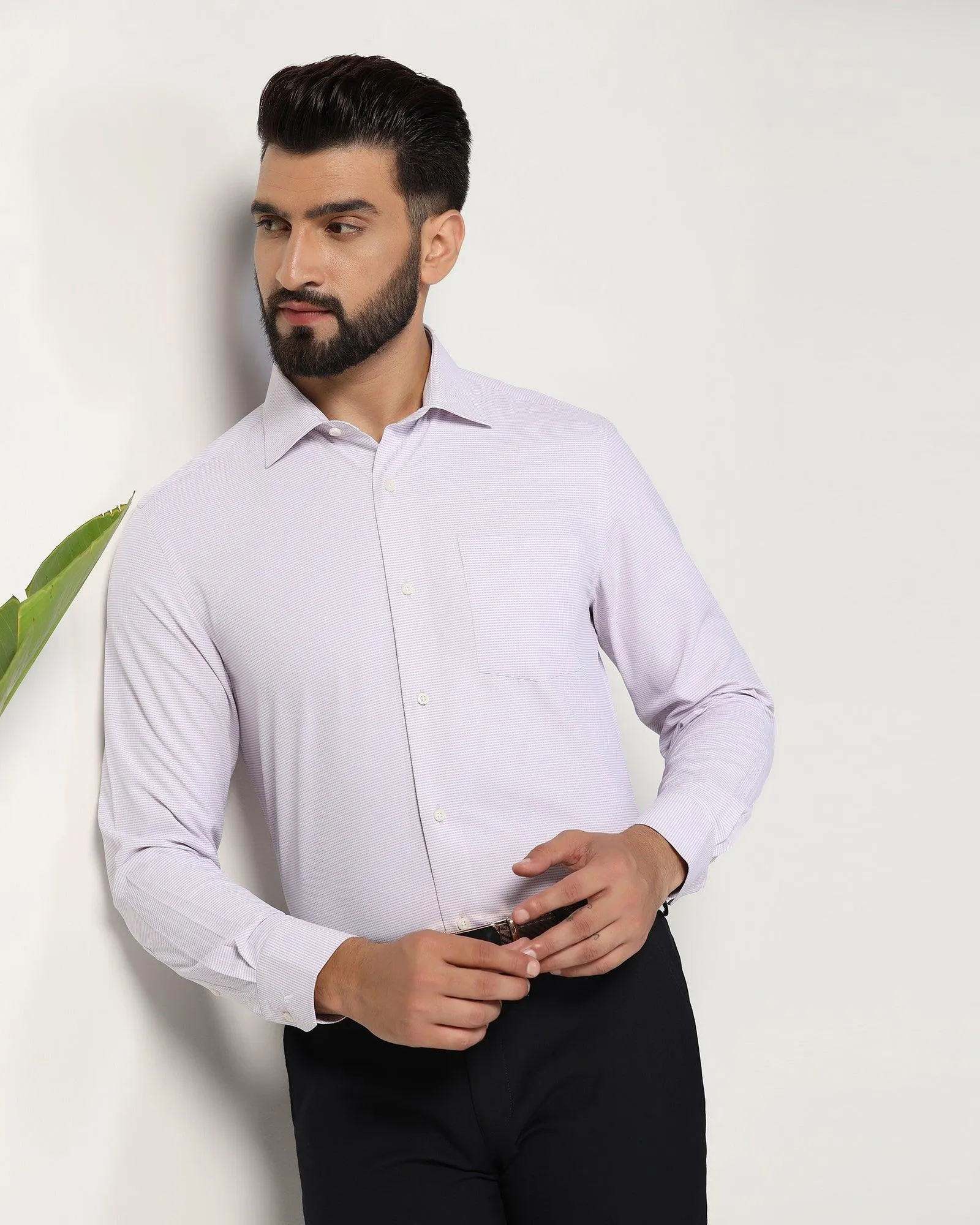 Non Iron Formal Mauve Textured Shirt - Matrix