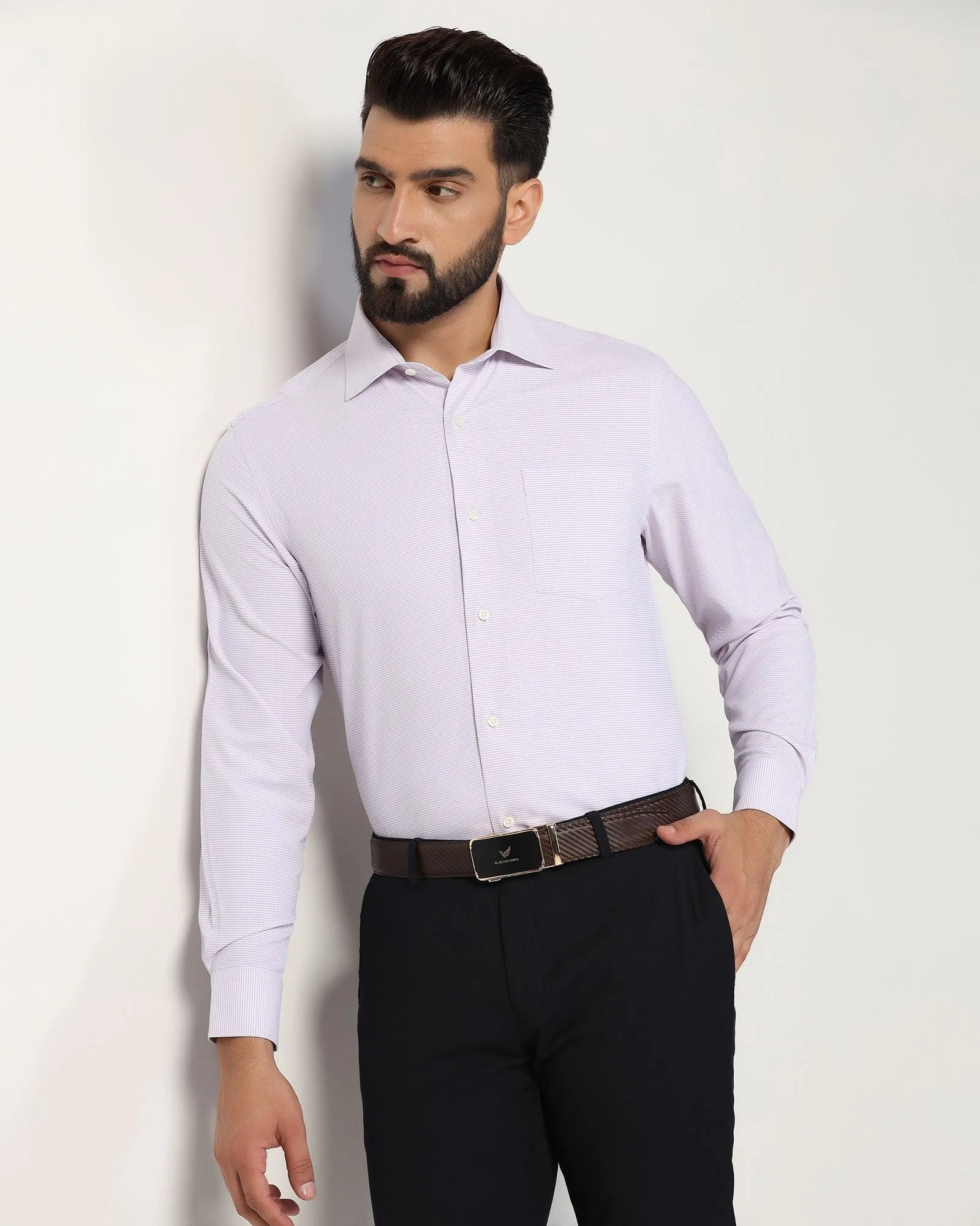 Non Iron Formal Mauve Textured Shirt - Matrix