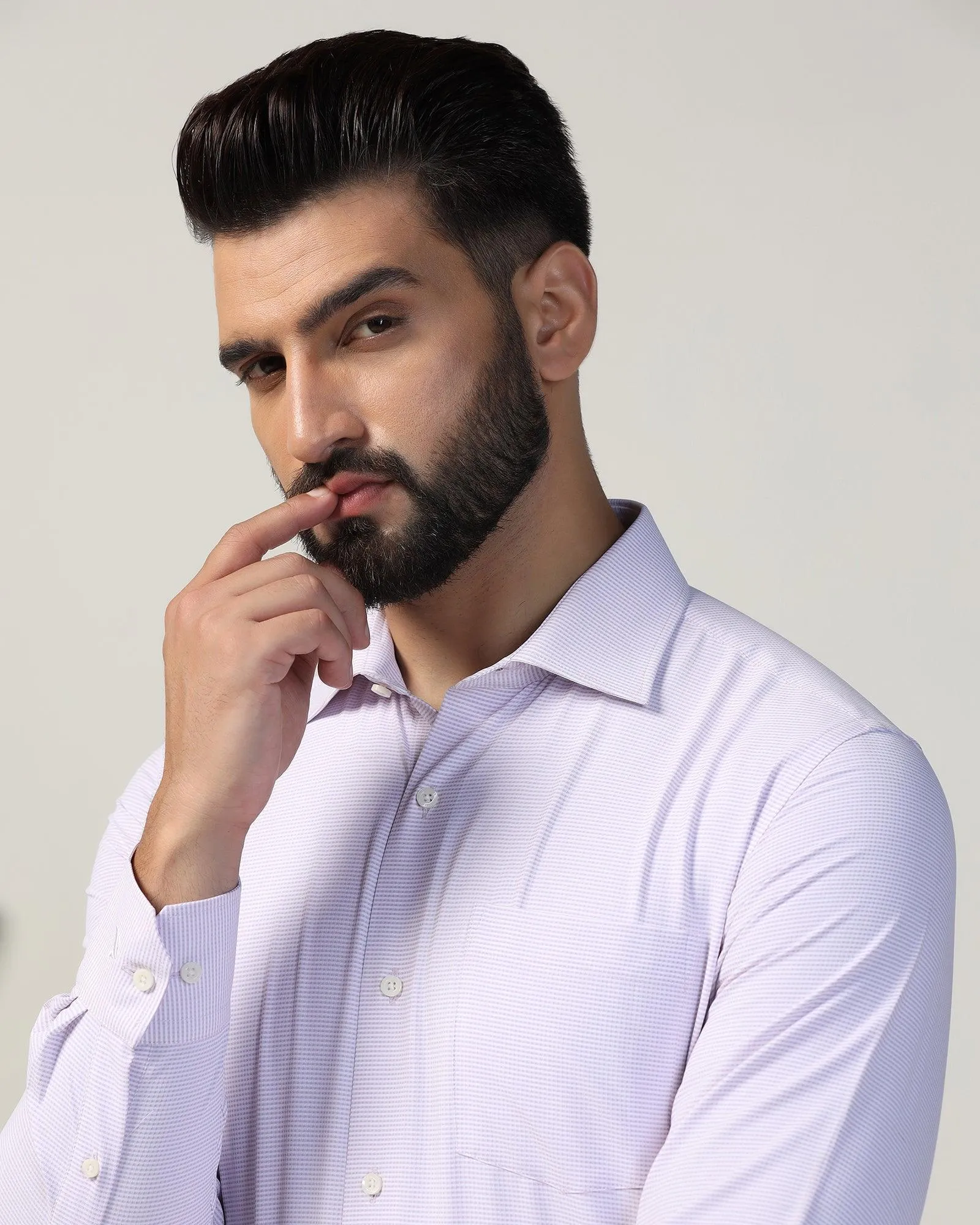 Non Iron Formal Mauve Textured Shirt - Matrix