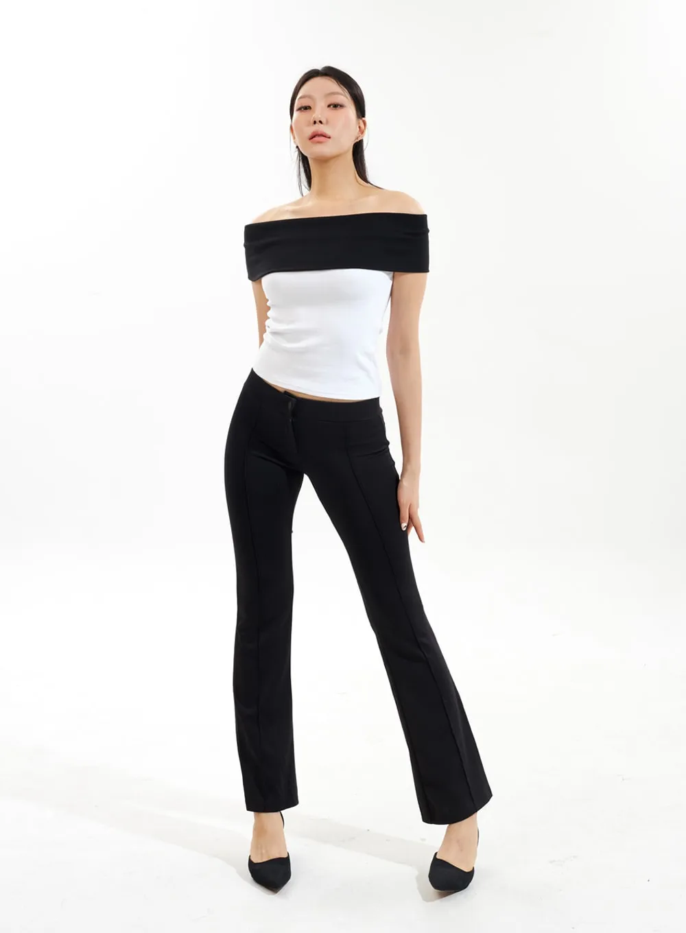 Off-Shoulder Ribbed Top IU312