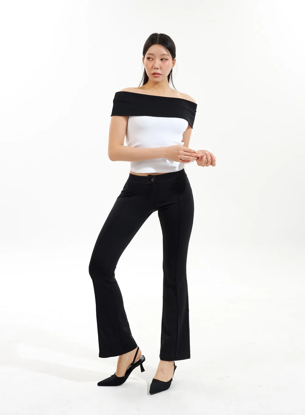 Off-Shoulder Ribbed Top IU312