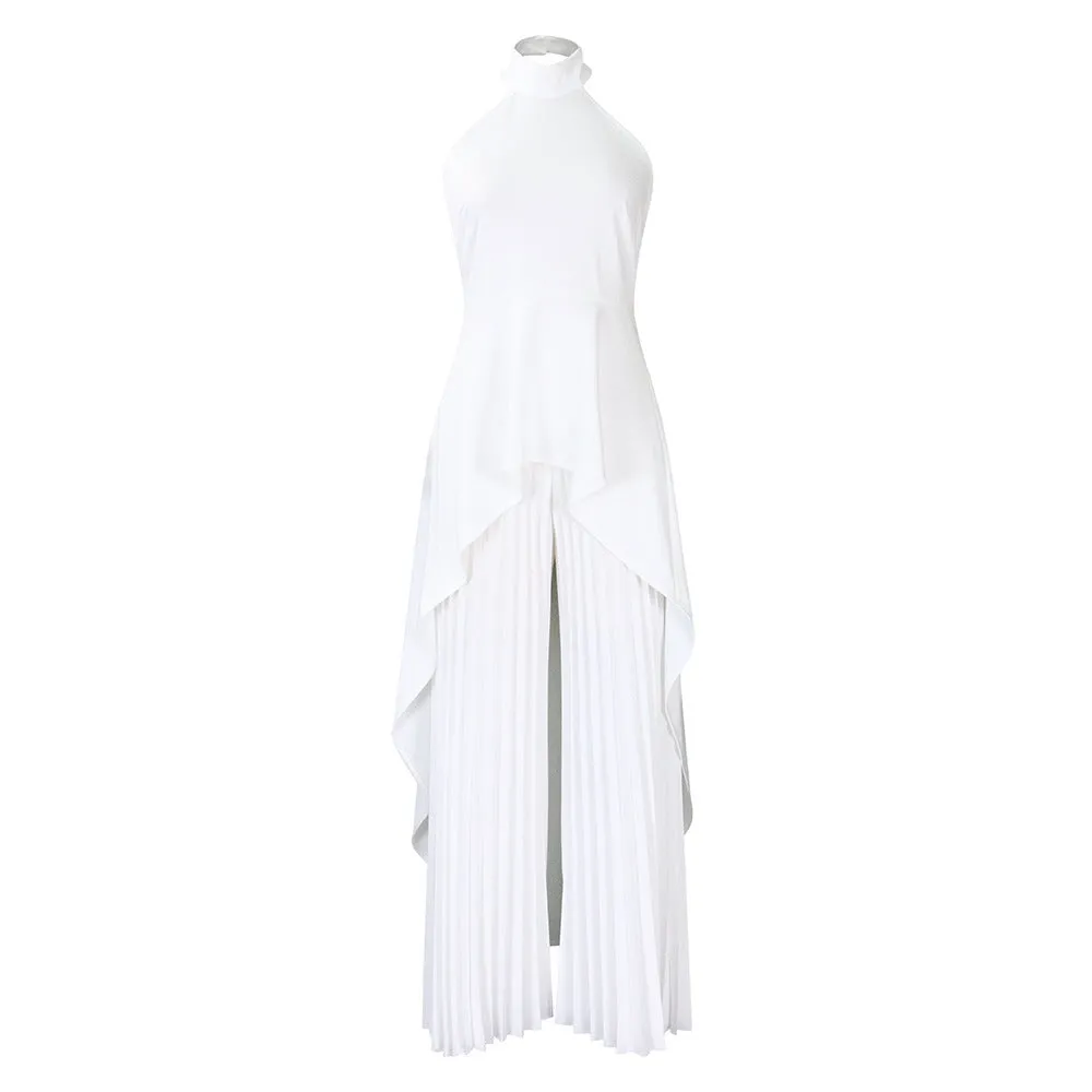 Off Shoulder Sleeveless Backless Top and Pleated Pants