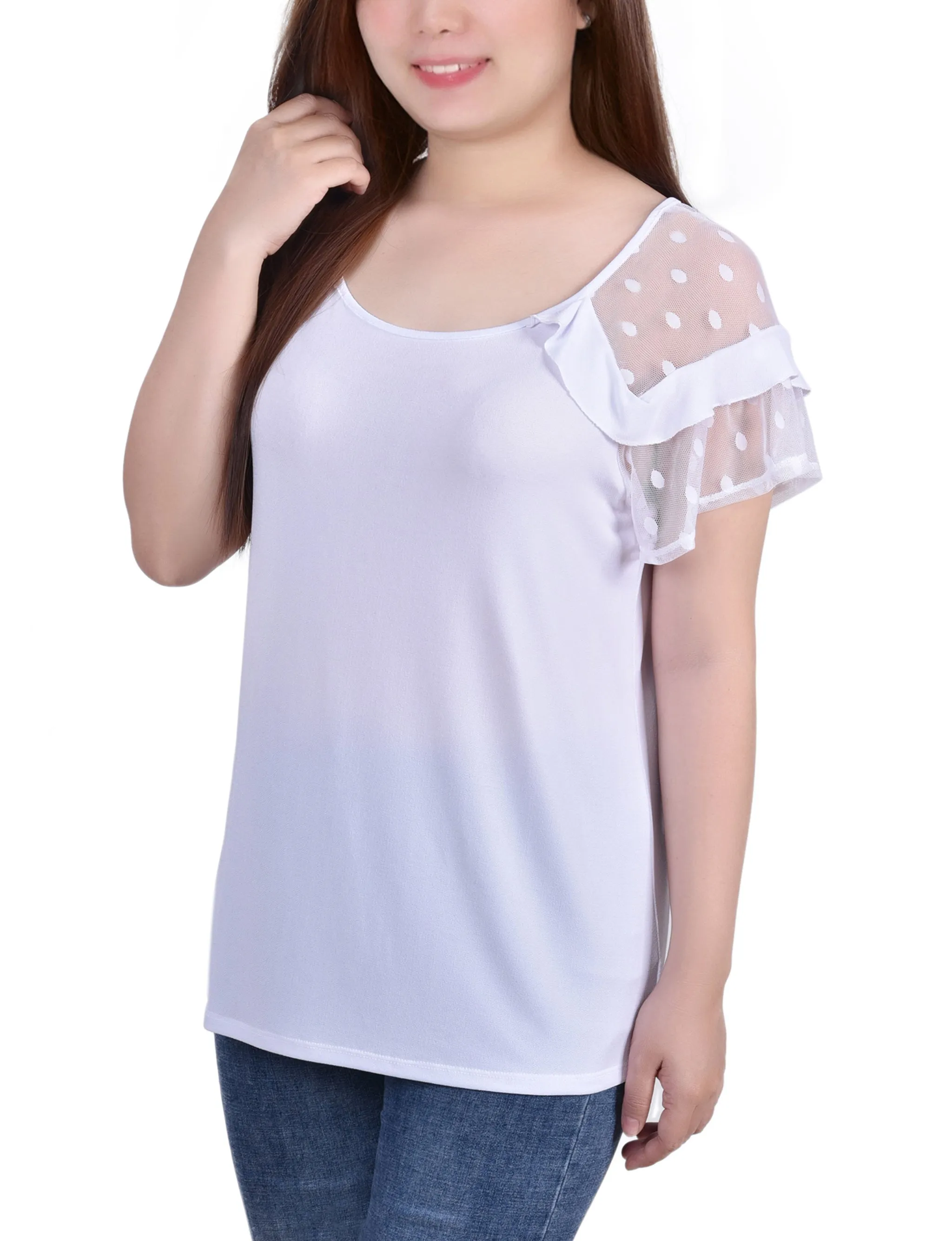 Petite Short Dot Sleeve Top