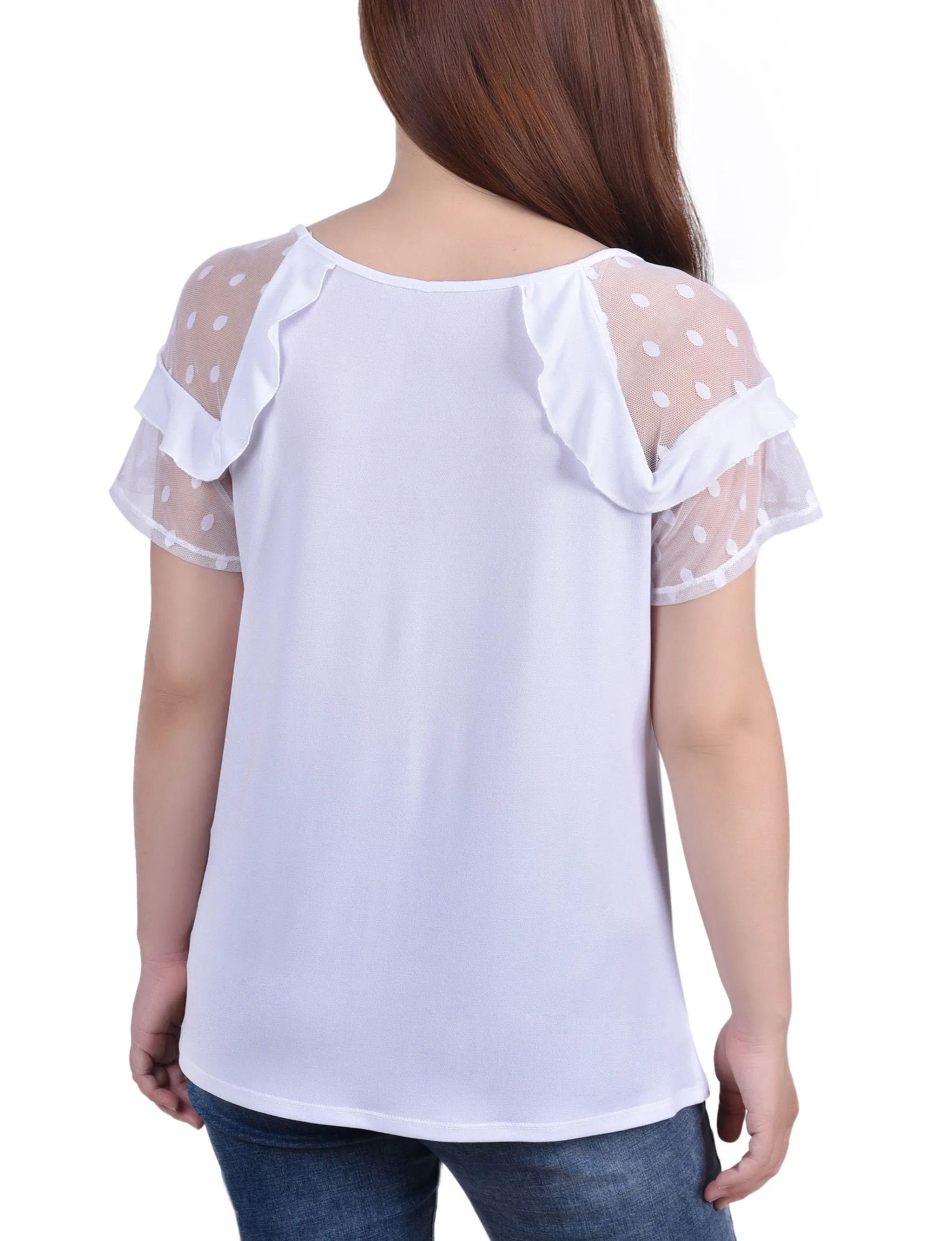 Petite Short Dot Sleeve Top