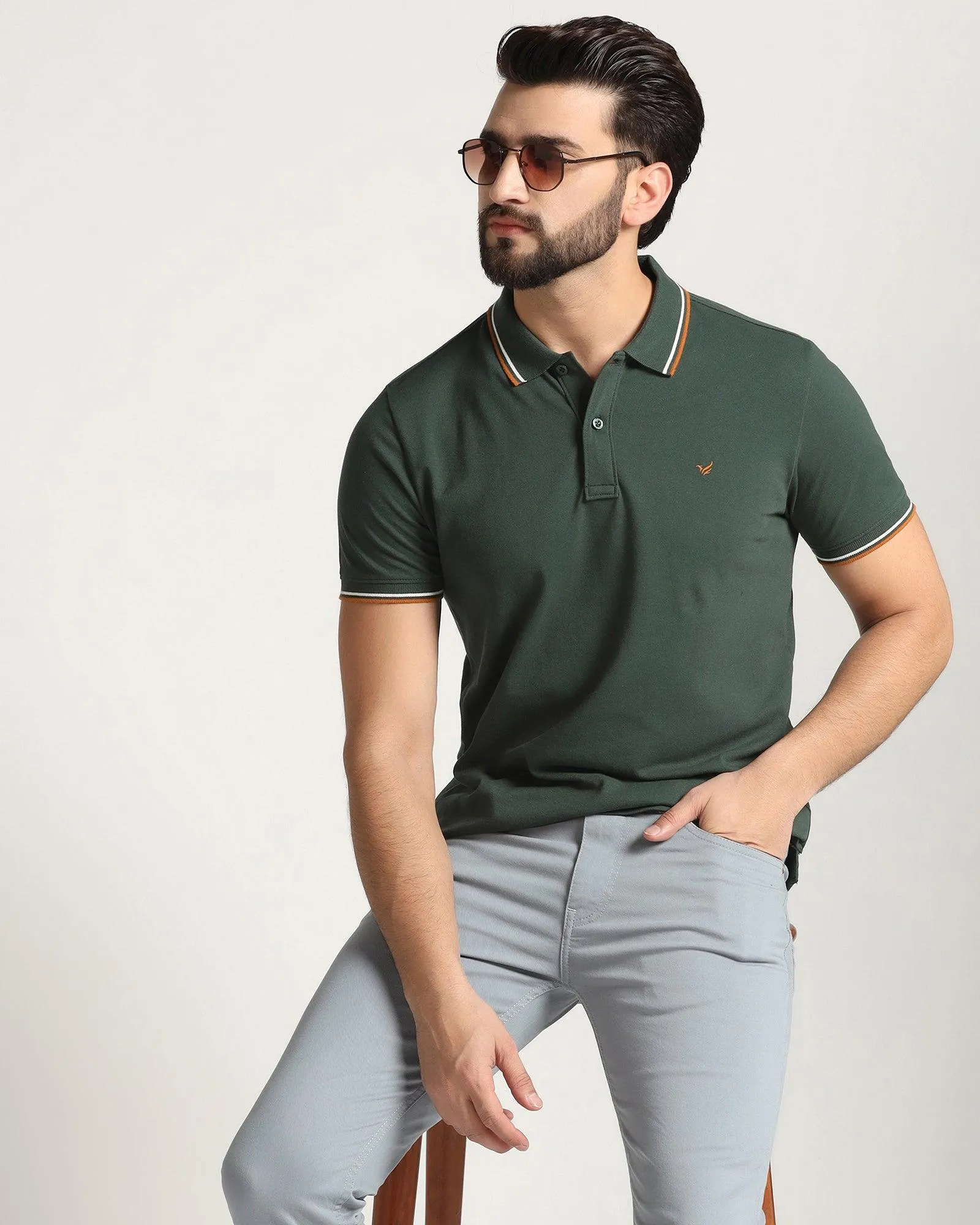 Polo Forest Green Solid T-Shirt - Ollie