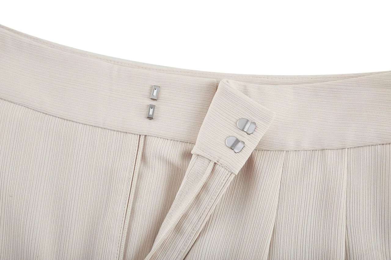 Polyester Dobby Relaxed Straight Leg Suit Pants