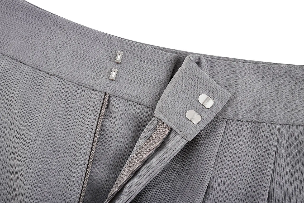 Polyester Dobby Relaxed Straight Leg Suit Pants