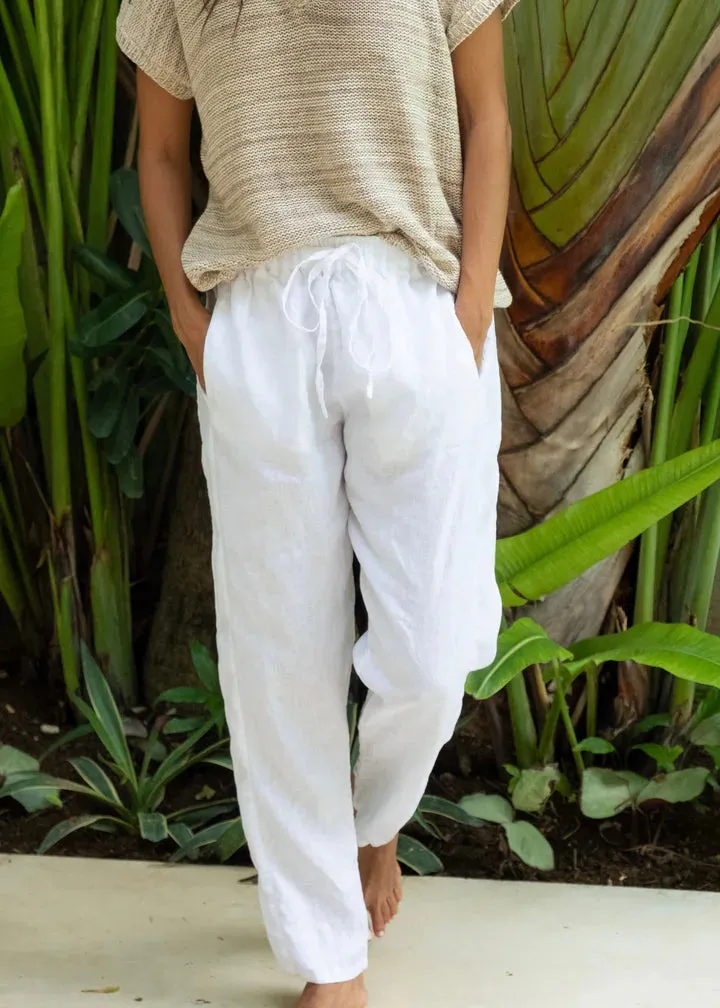 portia pants - white linen