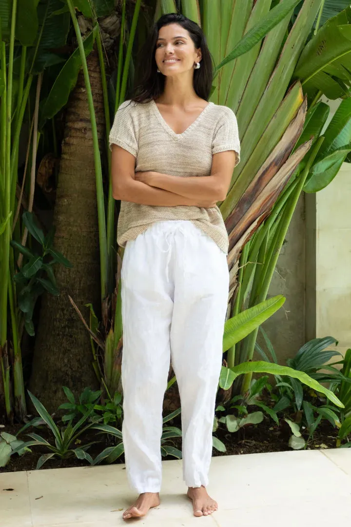 portia pants - white linen