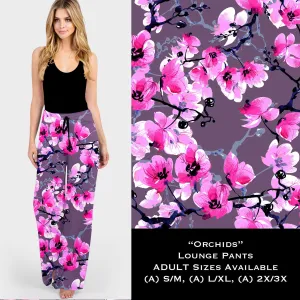 Purple & Pink Orchids Wide Leg Lounge Pants